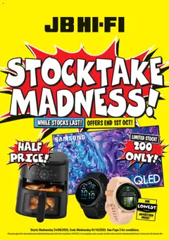 Preview of catalogue Stocktake Madness! from shop JB Hi-Fi valid 24 Sept 2025