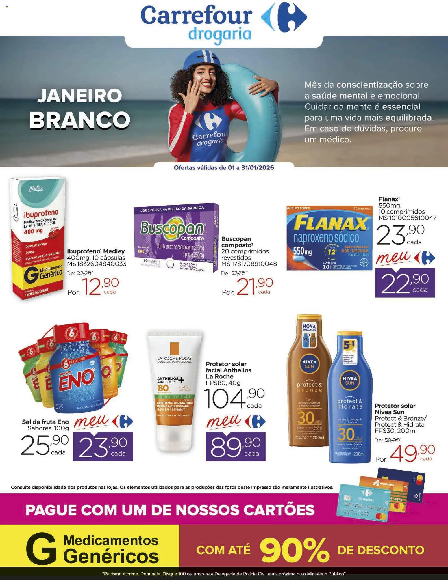 Pré-Visualização do folheto "Ofertas Drogaria" da loja Carrefour válido a partir de 01/01/2026