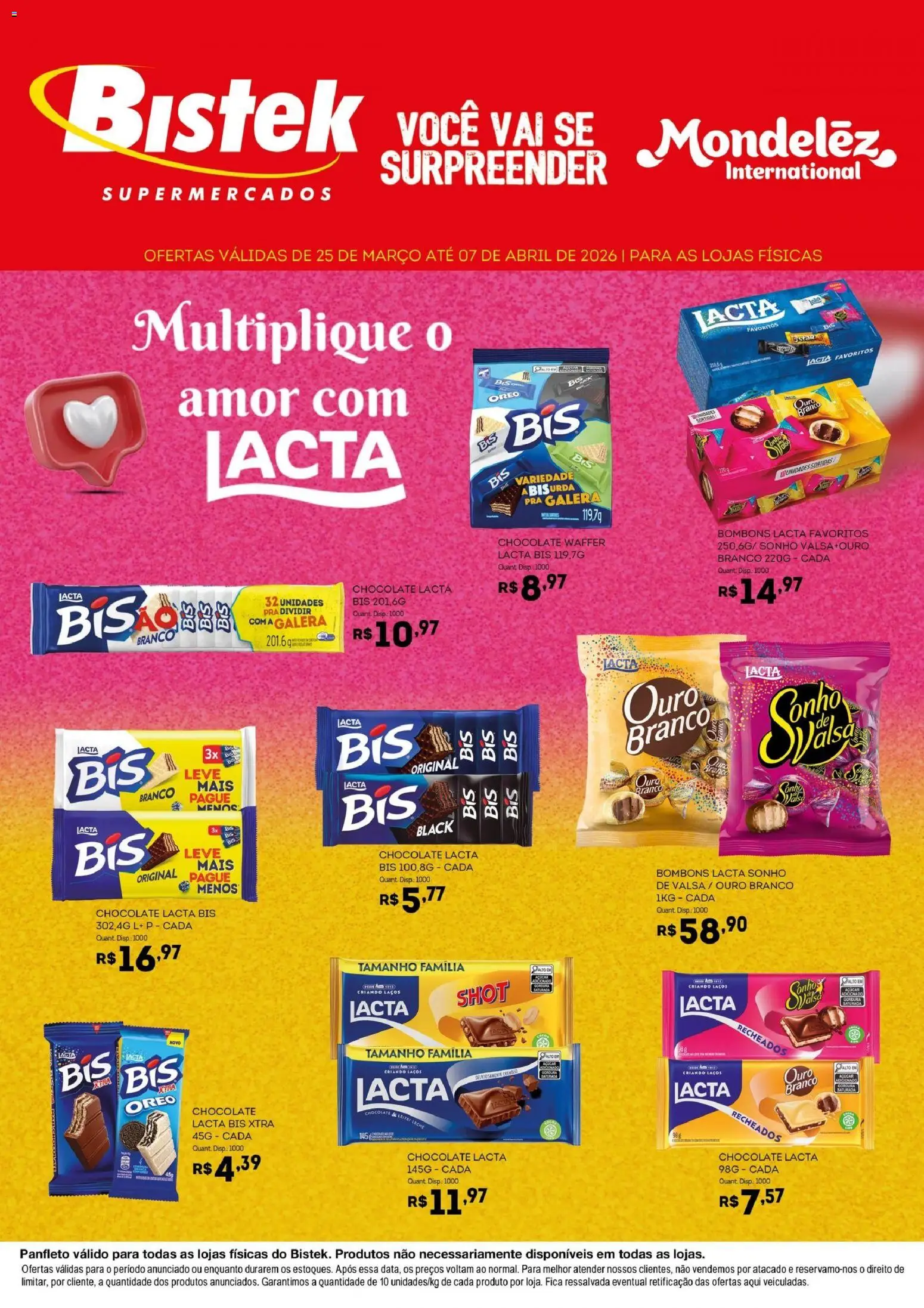 Pré-Visualização do folheto "Bistek Supermercados ofertas Mondelez " da loja Bistek Supermercados válido a partir de 25/03/2026