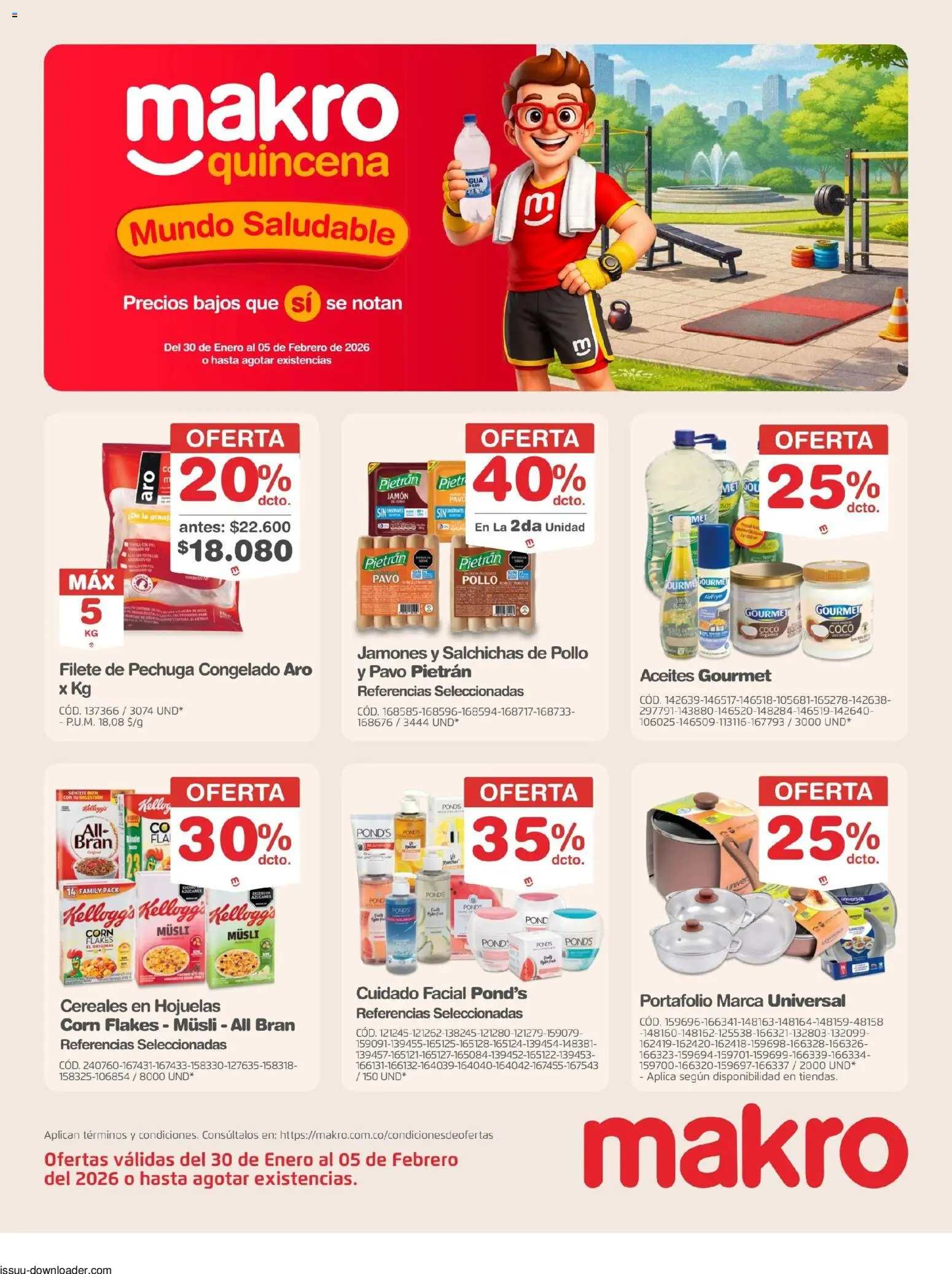  Vista previa del prospecto Ofertas Mundo Saludable del almacen Makro válida del 30/01/2026 al 05/02/2026 - Pollo, Coco, Pavo, Cereales, Jamón, Salchichas, Filete