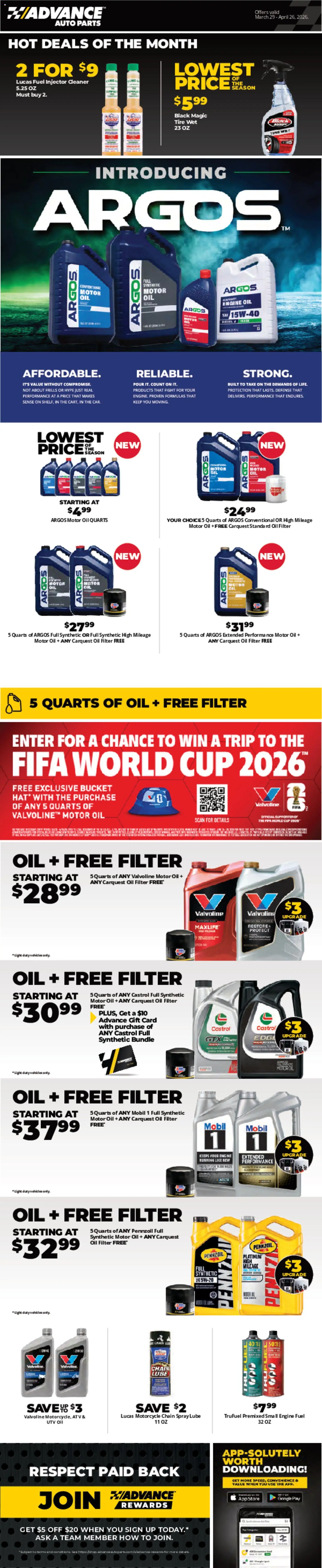 Ad Preview of Advance Auto Parts Advance Auto Parts Weekly Ad from 03/29/2026