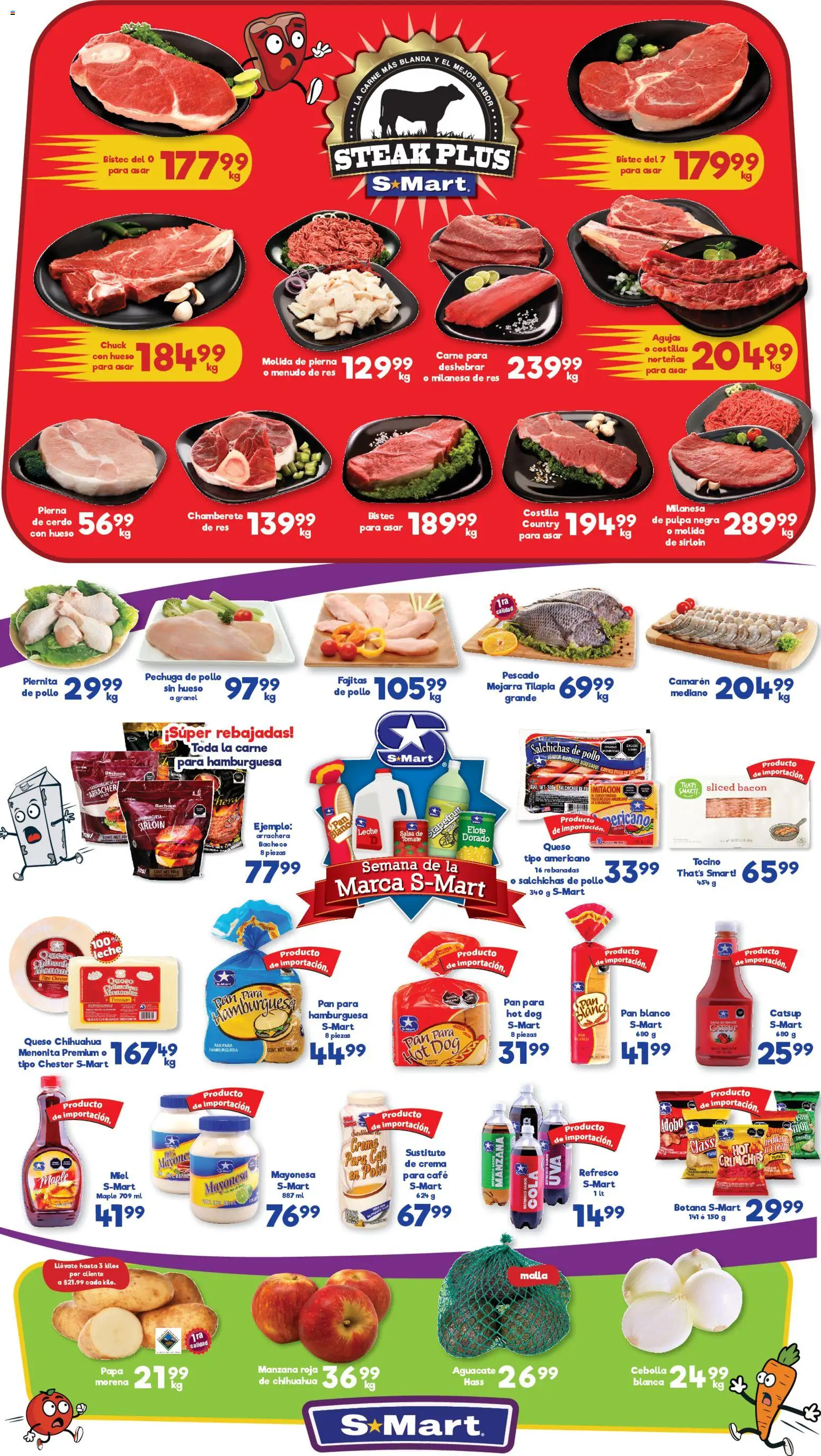 Vista previa las ofertas de la tienda S-Mart - Folleto Reynosa desde el 06/02/2026 - Pollo, Aguacate, Leche, Catsup, Crema, Cebolla, Pierna de cerdo, Kétchup