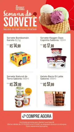 Pré-Visualização do folheto "Ofertas Semana do Sorvete" da loja Natural da Terra válido a partir de 27/10/2025