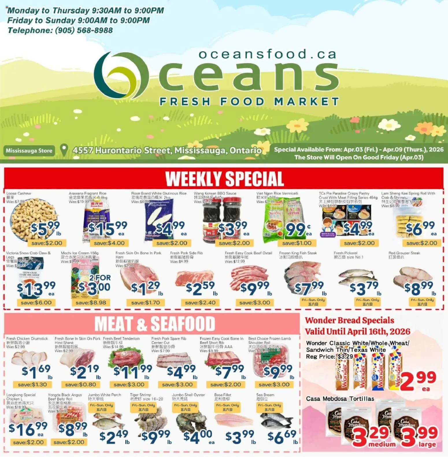 Preview of leaflet Oceans weekly flyer - Mississauga from shop Oceans is valid from Apr 03, 2026