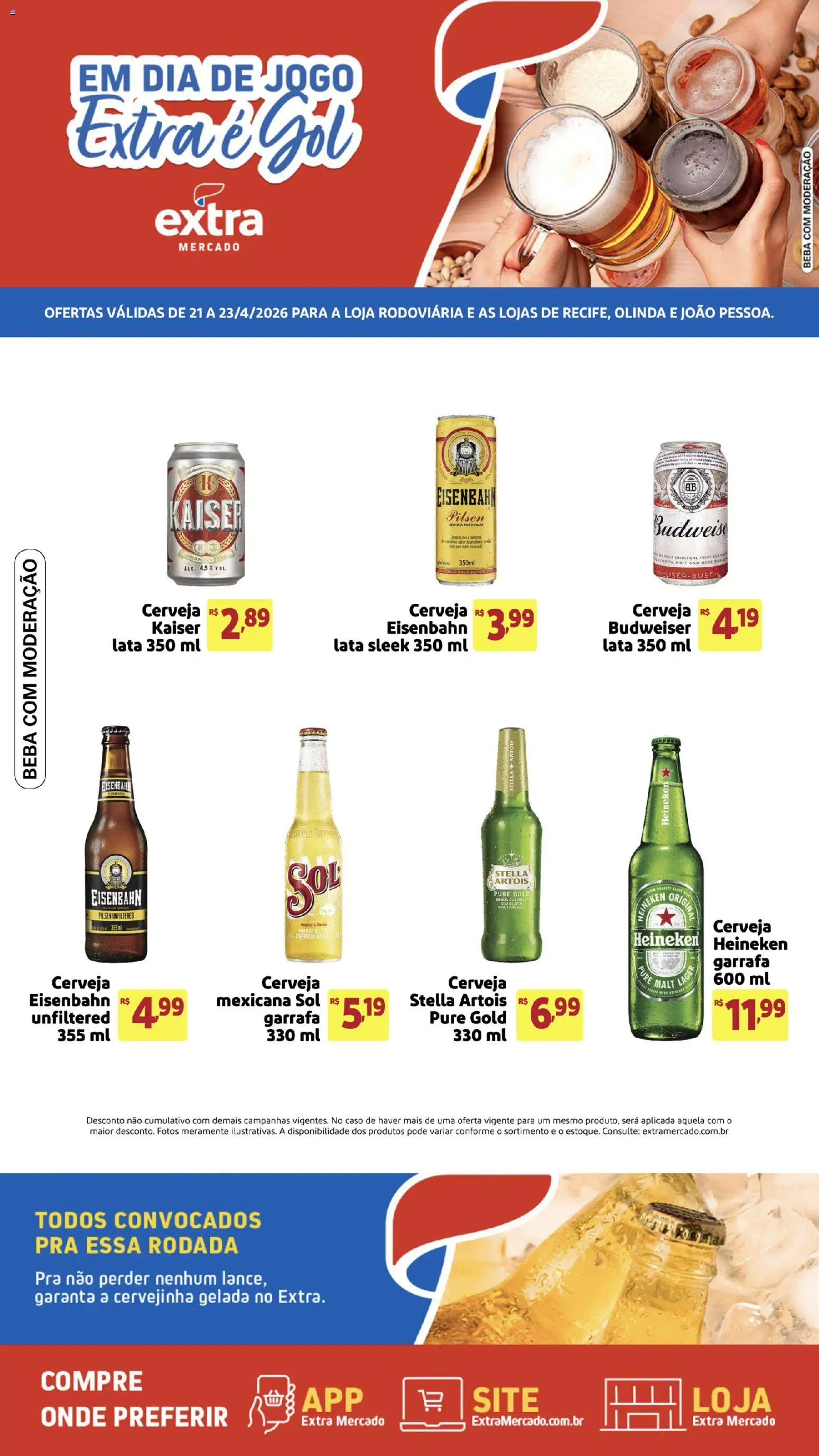 Pré-Visualização do folheto "Extra ofertas de Mercado Viral Gol" da loja Extra válido a partir de 21/04/2026 - Heineken, Cerveja, Eisenbahn
