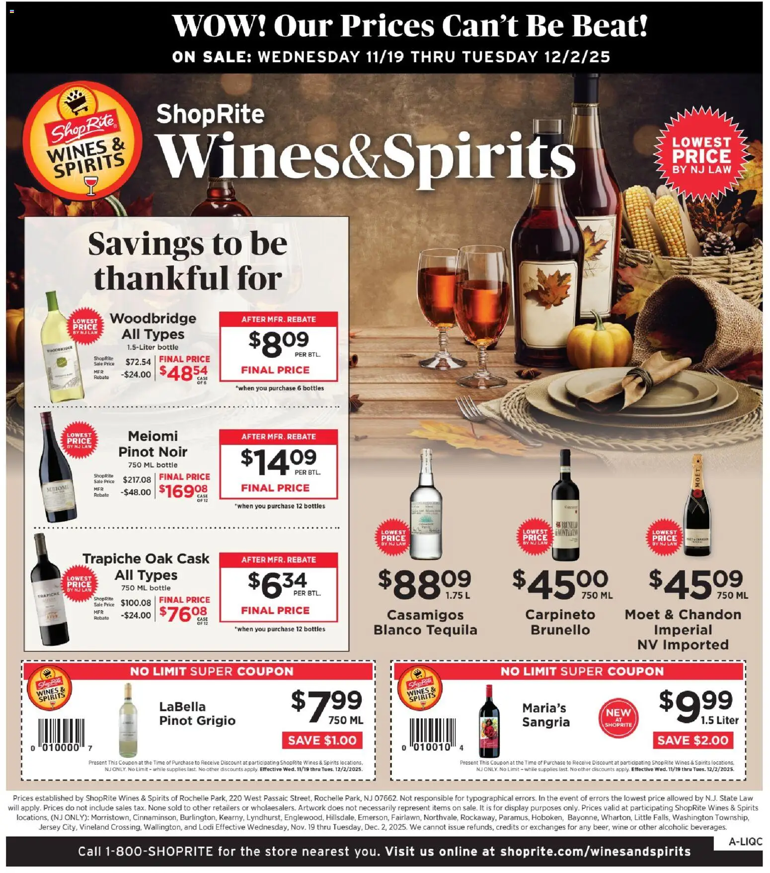 Ad Preview of ShopRite Wine & Spirits from 11/19/2025