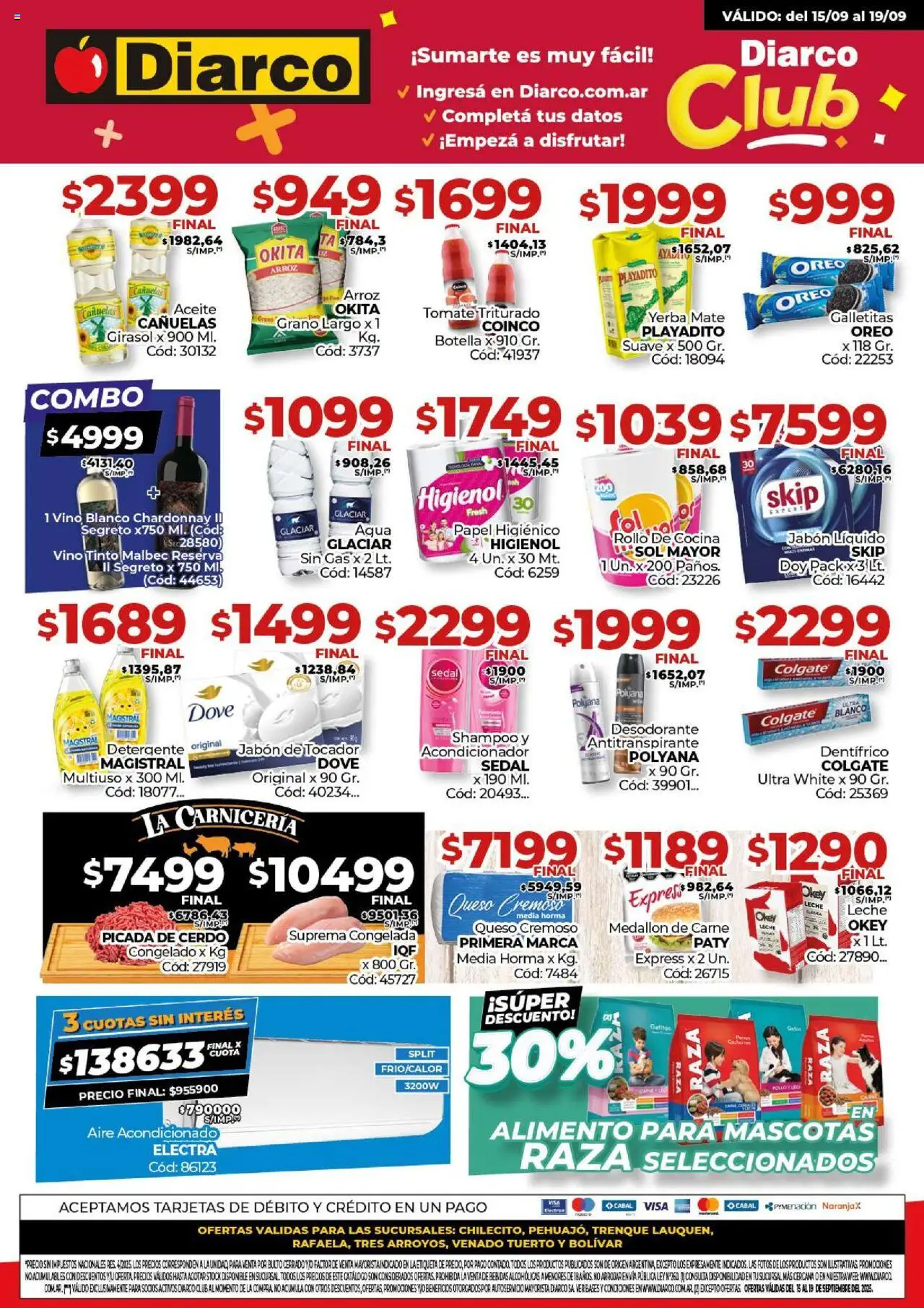 Diarco Ofertas Pueblo Interior del 15/09/2025 Online - Mate, Cocina, Shampoo, Tomate, Aceite, Vino tinto, Jabón, Jabón líquido