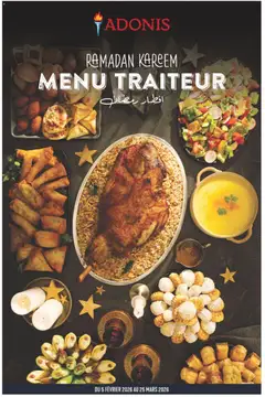 Un aperçu du dépliant Menu Traiteur du magasin Adonis est valide à partir 5 févr. 2026