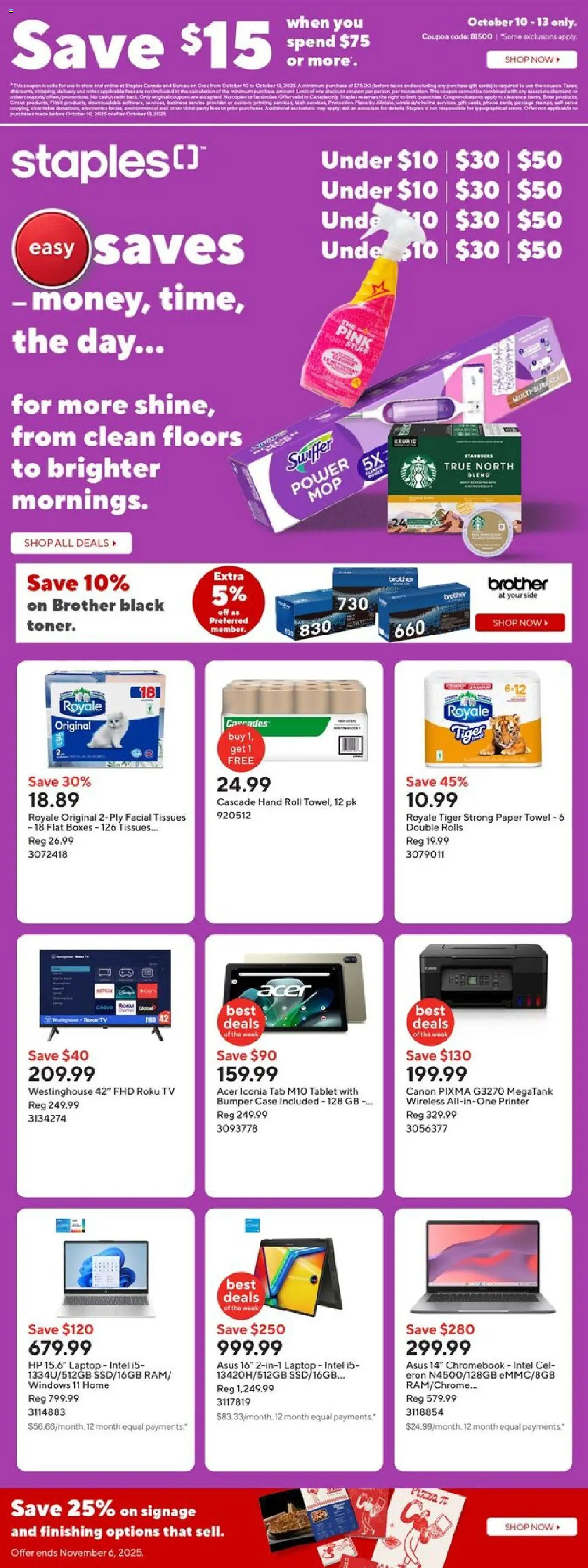 Staples flyer valid from Oct 10, 2025 - page number 1