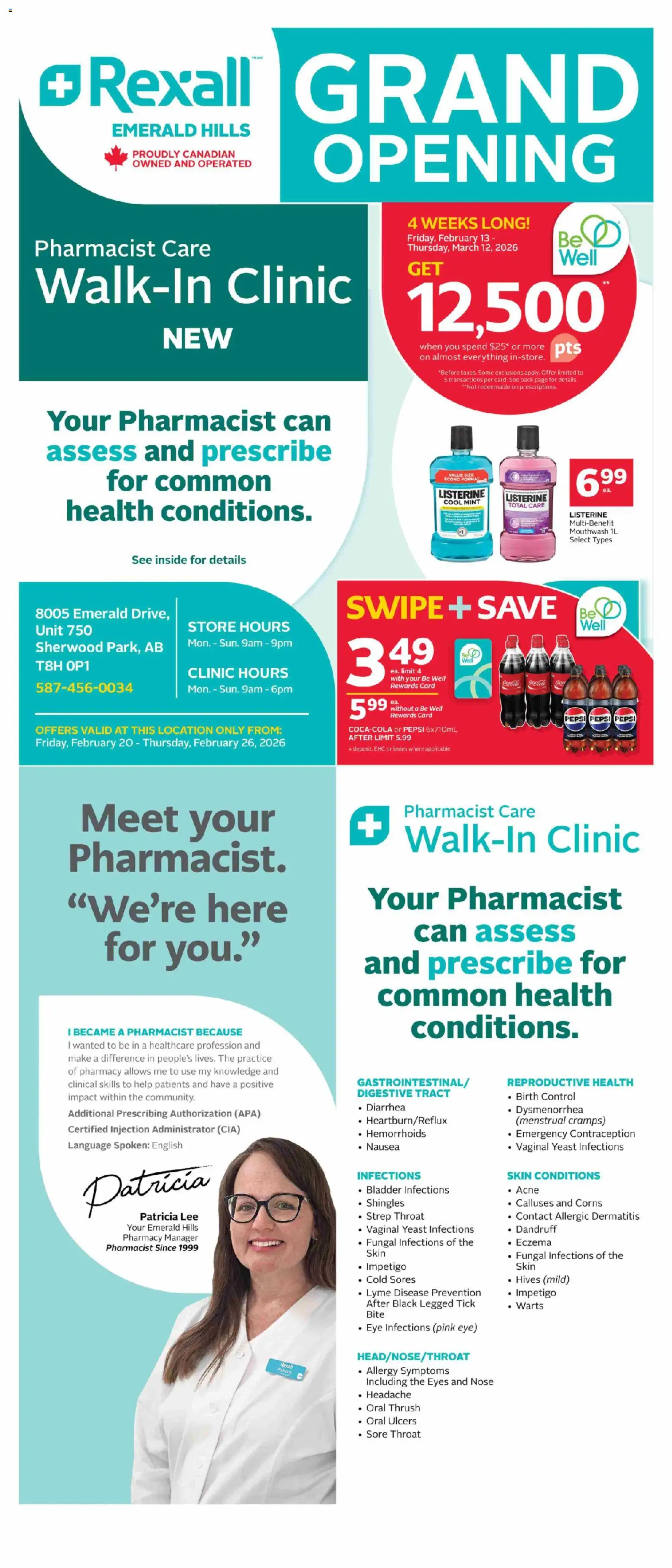 Preview of leaflet Emerald Hills Grand Opening - Sherwood Park from shop Rexall is valid from Feb 20, 2026