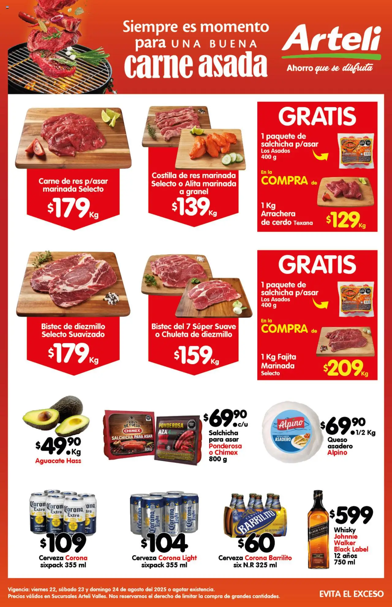 Folleto Valles Carnes & Cortes Arteli y sus promociones válidas desde el 22/08/2025 - Número de página 1