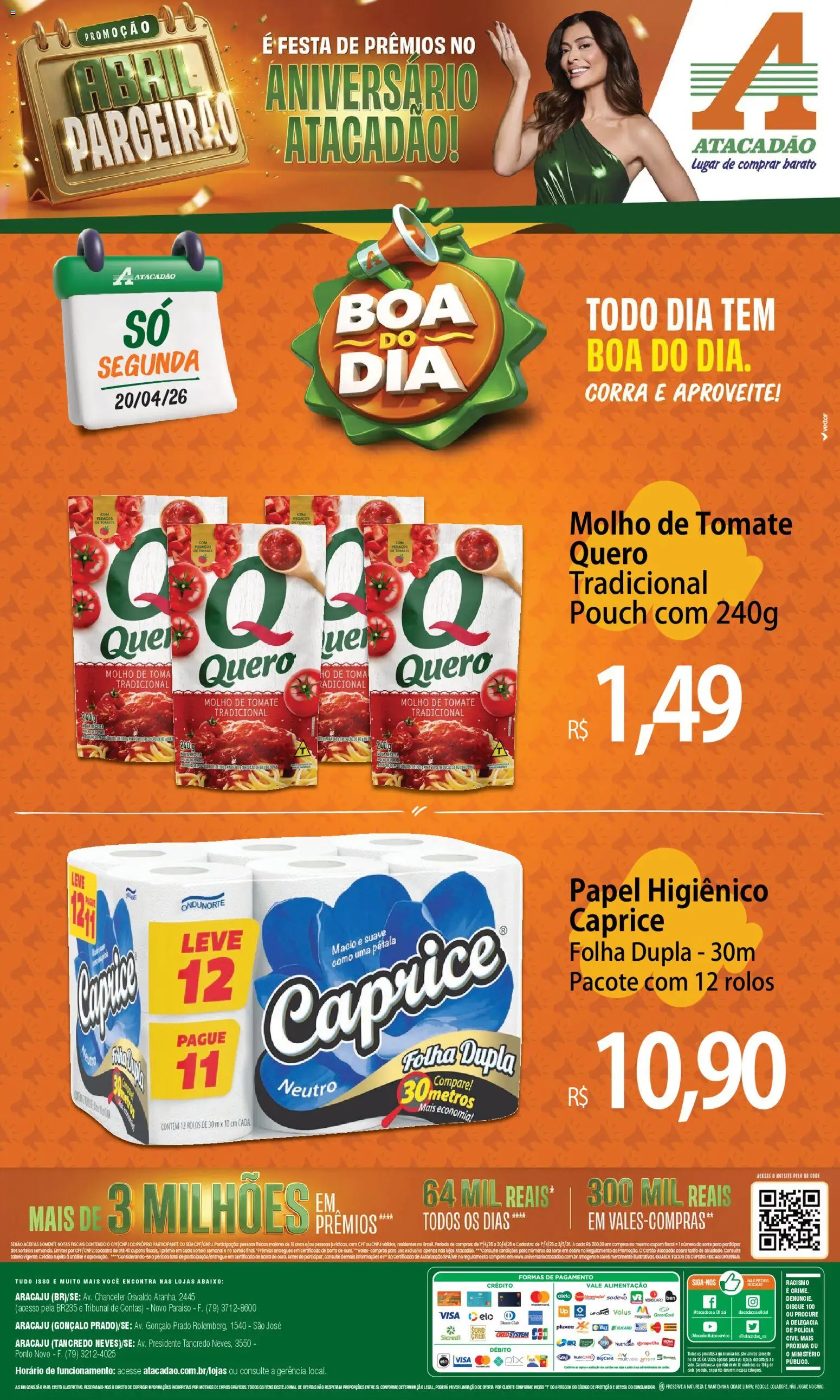 Pré-Visualização do folheto "Atacadão ofertas - SE" da loja Atacadão válido a partir de 20/04/2026 - Tomate, Papel higiênico, Molho de tomate