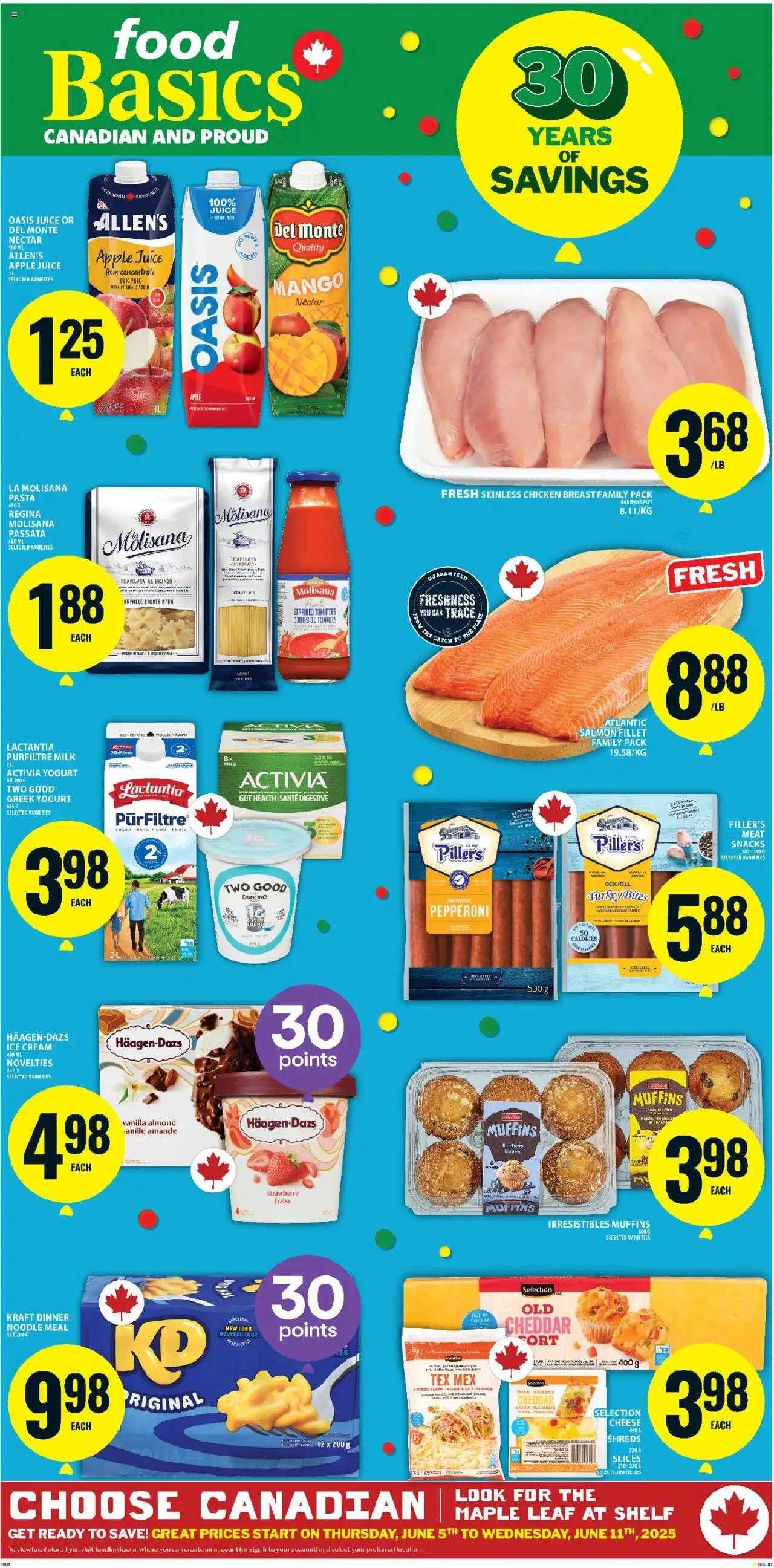Food Basics flyer valid from Jun 05, 2025 - page number 1 - Turkey, Mango, Cheddar, Food, Snacks, Cheese, Yogurt, Ice