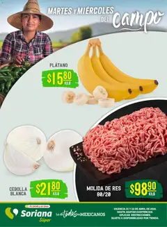 Vista previa las ofertas de la tienda Soriana - Soriana Martes y Miércoles del Campo Súper: Ags, Nay, Jal, Qro, Col, Mich, Gto, Hgo, Tlax, Mor, Pue, Gro, Oax, Edo. de Mex, Vall desde el 21/04/2026 