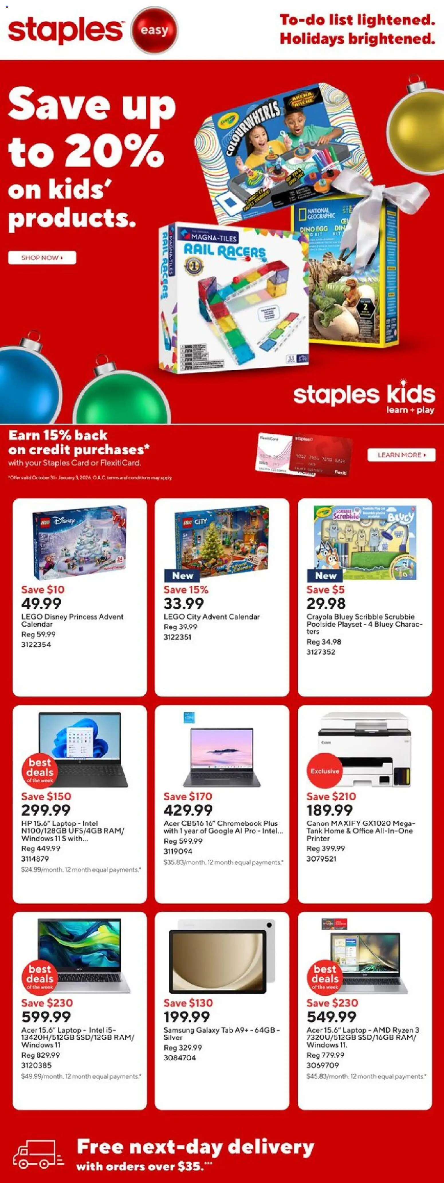 Preview of leaflet Weekly flyer / circulaire from shop Staples is valid from Nov 07, 2025