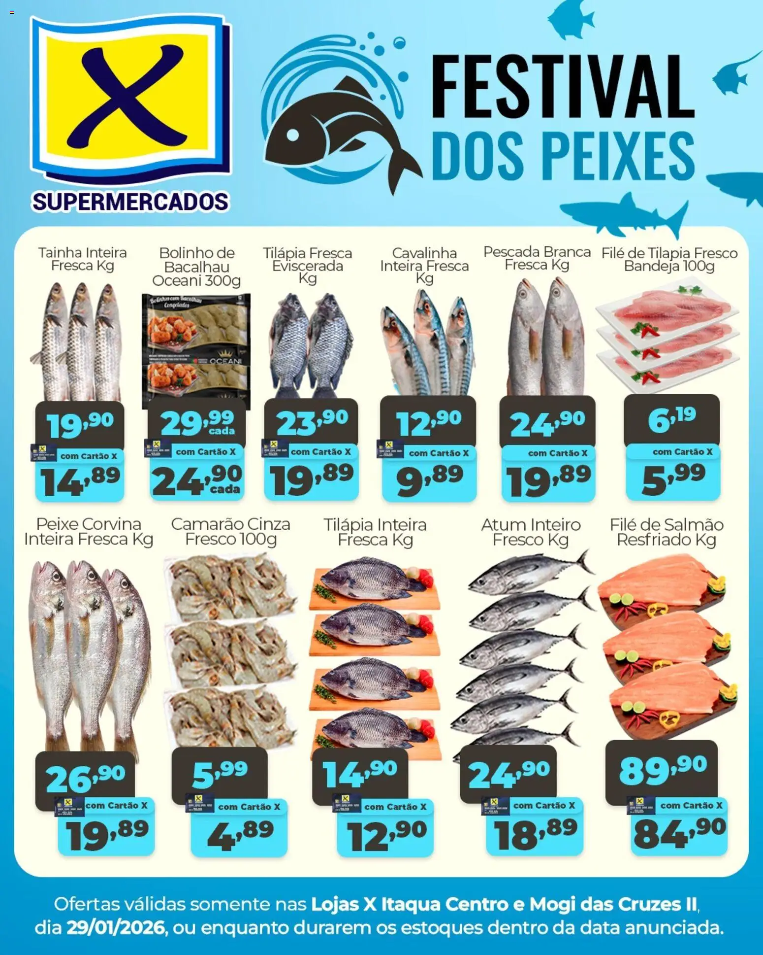 Pré-Visualização do folheto "Ofertas Festival dos Peixes" da loja X Supermercados válido a partir de 29/01/2026
