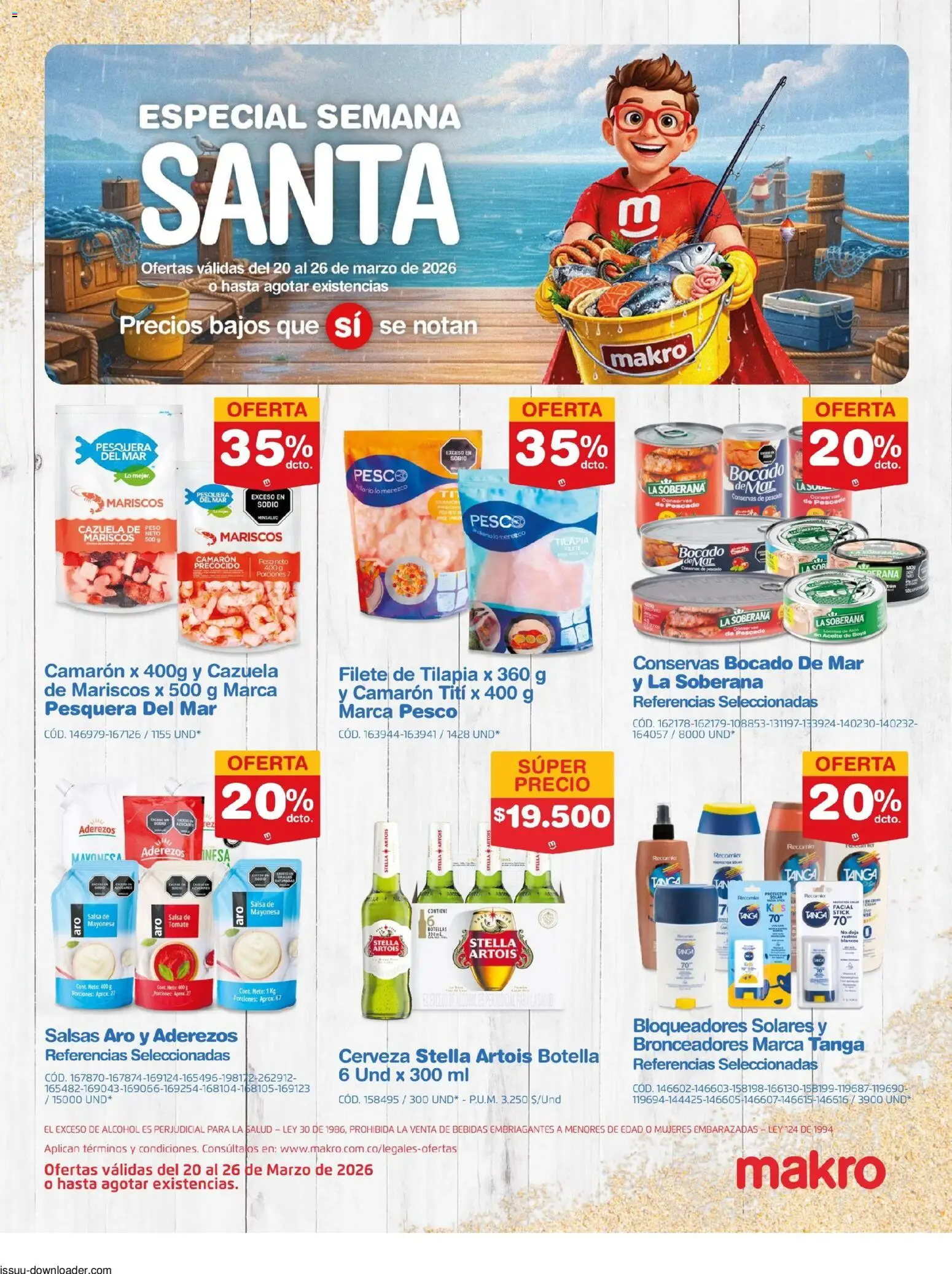  Vista previa del prospecto Makro especial semana santa del almacen Makro válida del 20/03/2026 al 26/03/2026 - Pescado, Tomate, Alcohol, Mariscos, Atún, Botella, Mayonesa, Conservas