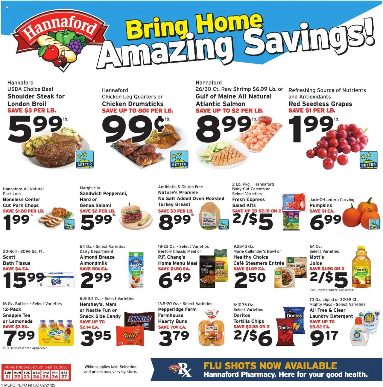 Hannaford Weekly Ad from 09/21/2025 - Flyer - Page number 1