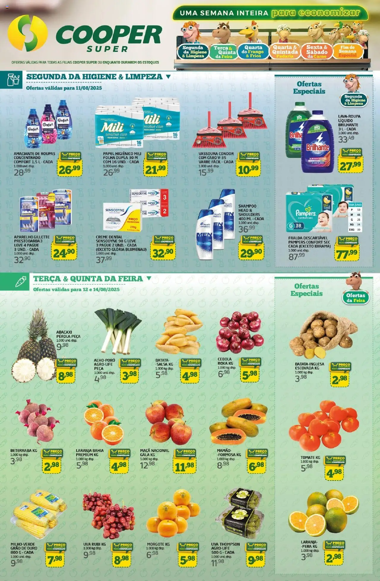 Cooper folheto "Ofertas da semana" válido a partir de 11/08/2025 - número de página 1 - Roupas, Carne, Batata, Frango, Creme, Salsa, Amaciante de roupas, Head & Shoulders