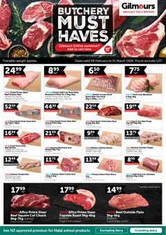 Preview of catalogue Butchery Must Haves from shop Gilmours valid 9 Feb 2026