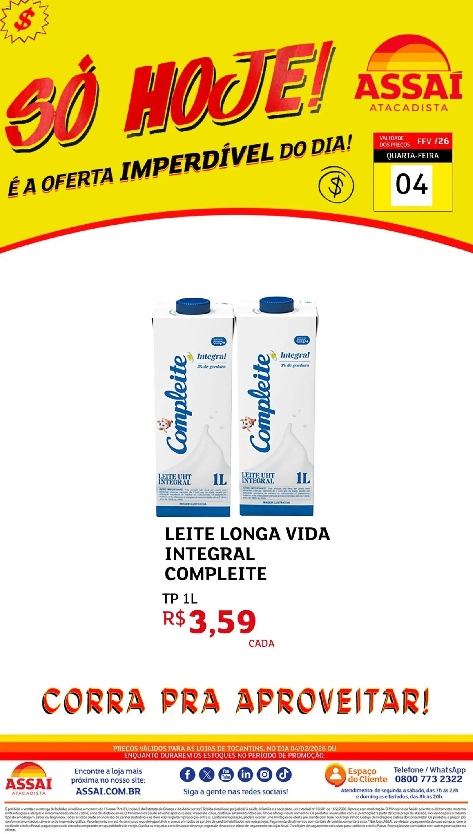 Pré-Visualização do folheto "Encarte - TO" da loja Assaí Atacadista válido a partir de 04/02/2026
