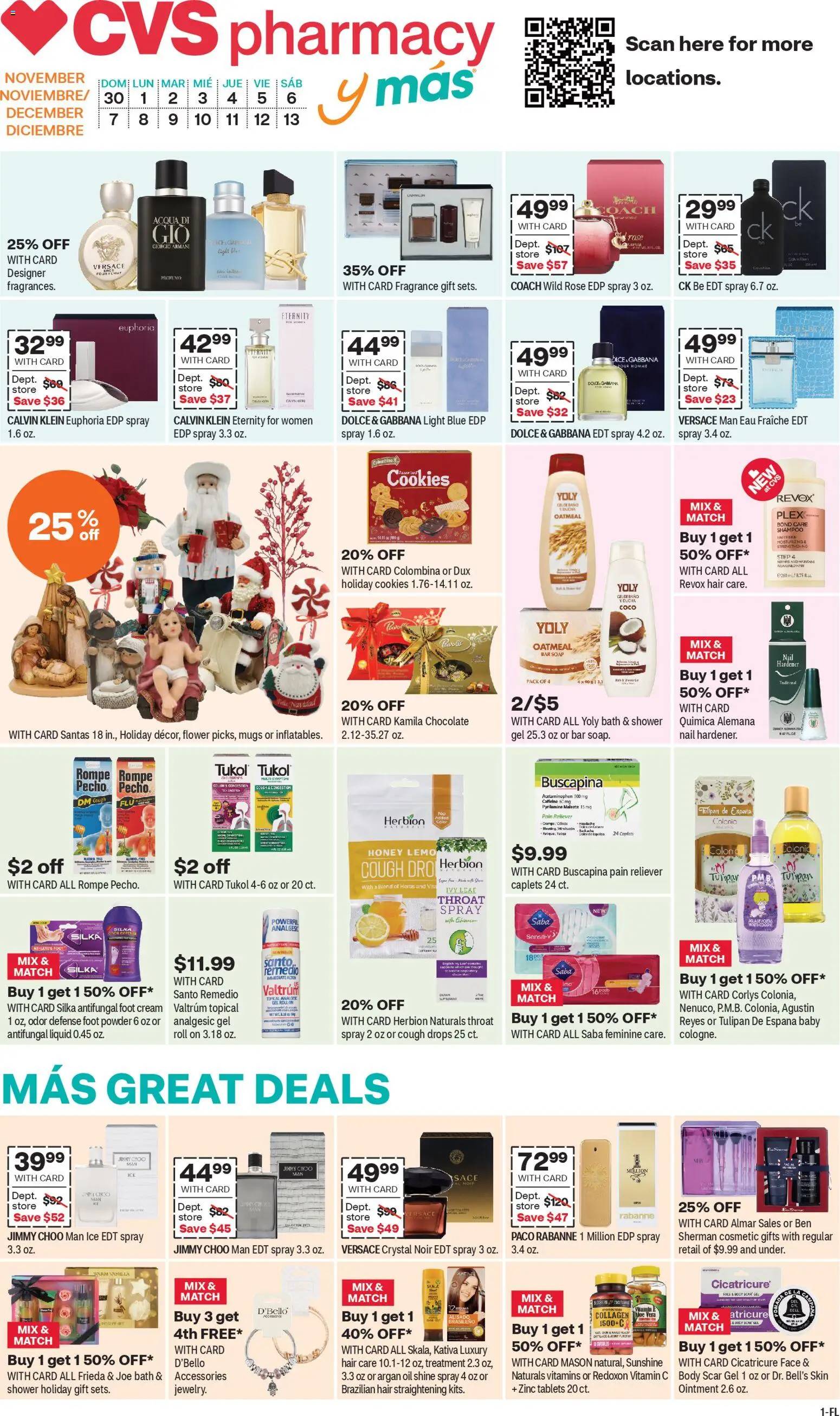 Ad Preview of CVS Pharmacy y más from 11/30/2025 - Ice, Oatmeal, Vitamin, Zinc, Soap, Shampoo, Cream, Powder