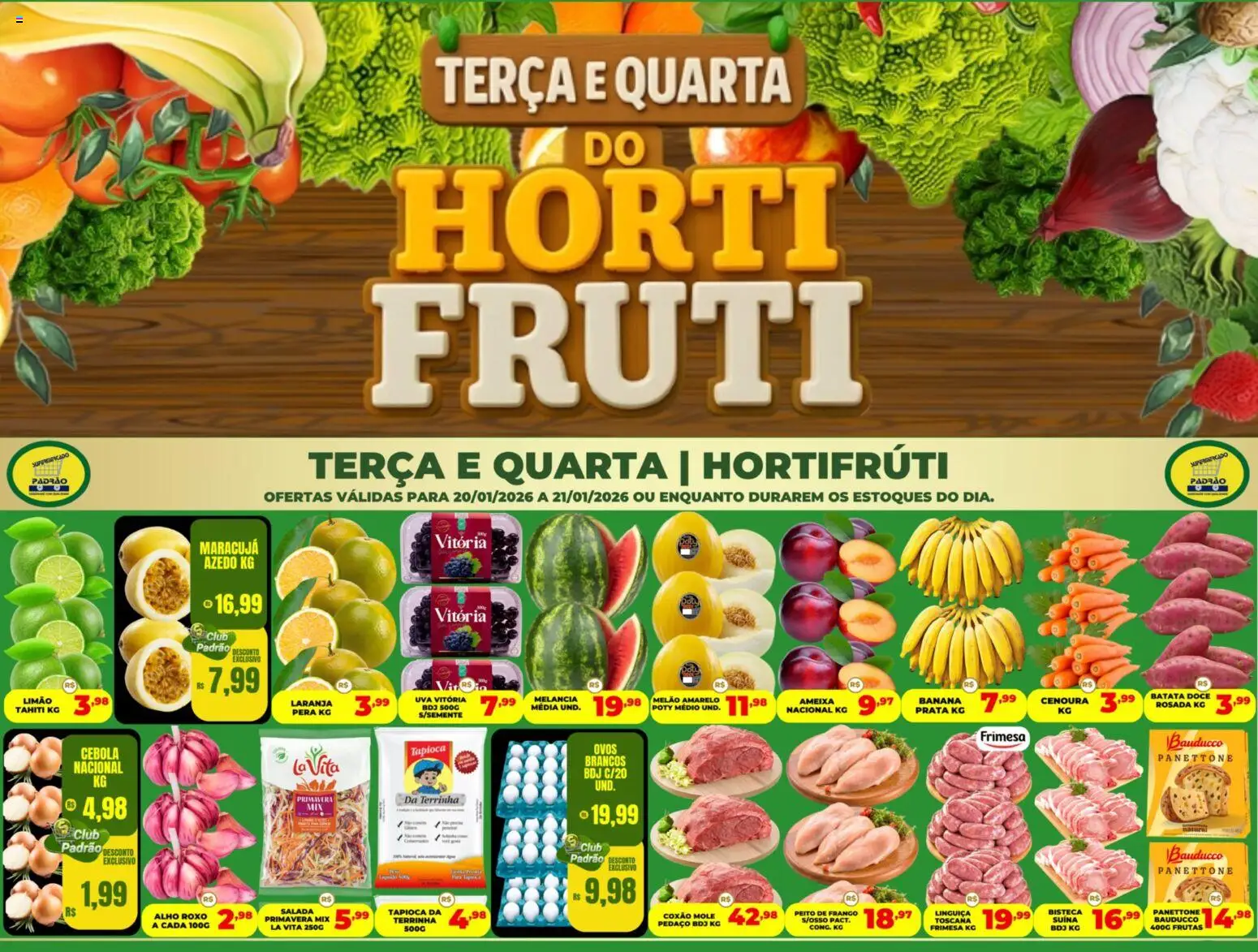 Pré-Visualização do folheto "Ofertas Hortifruti" da loja Supermercado Padrão válido a partir de 20/01/2026