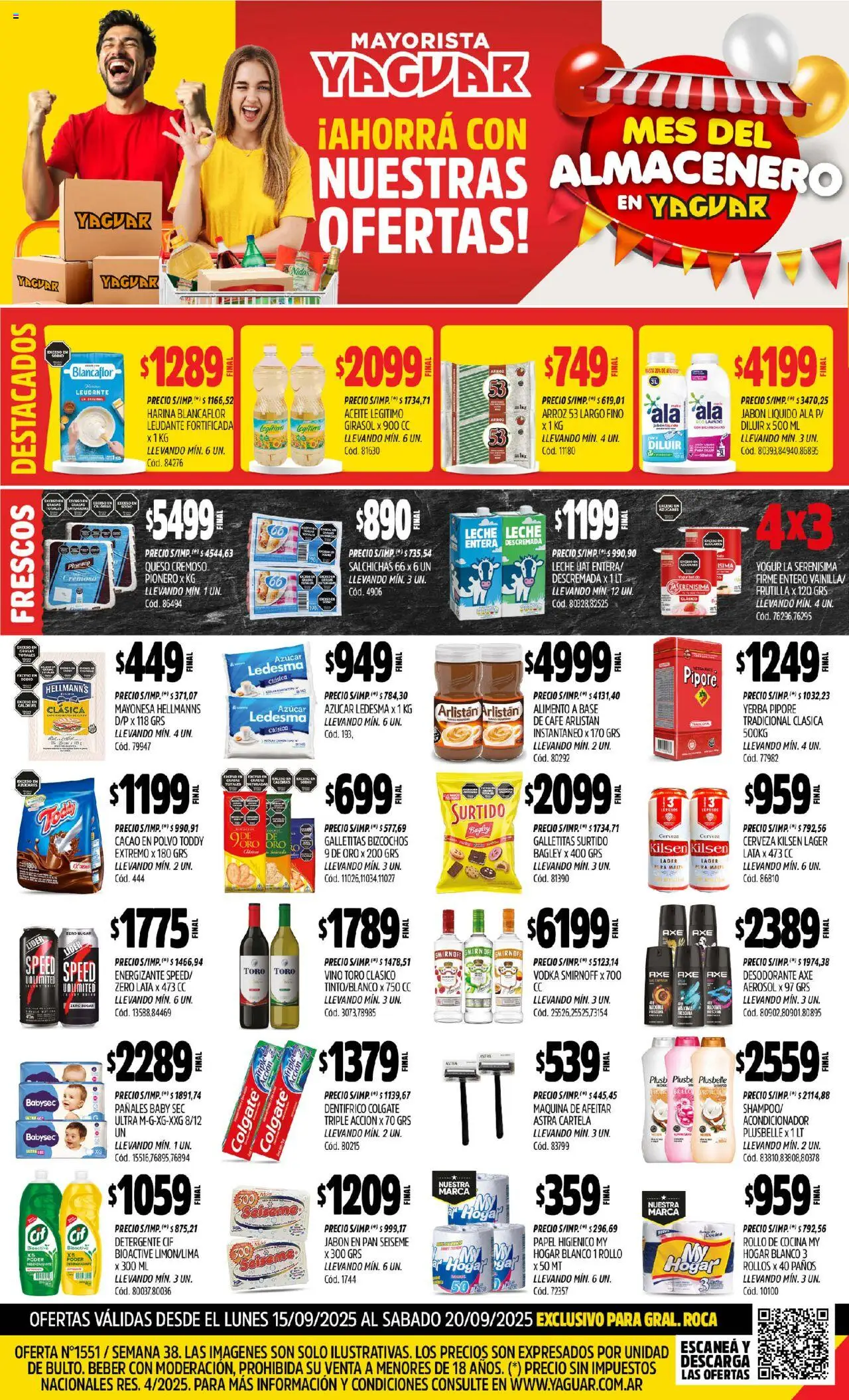 Yaguar General Roca del 15/09/2025 Online - Queso, Yerba, Galletitas, Frutilla, Aceite, Leche, Cacao, Polvo