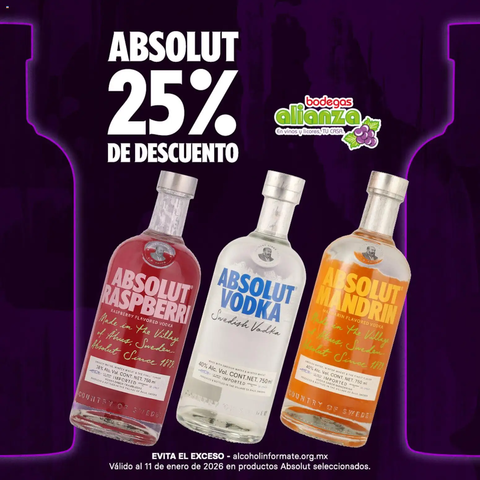 Vista previa las ofertas de la tienda Bodegas Alianza - Catálogo Vodka Absolut desde el 08/01/2026 