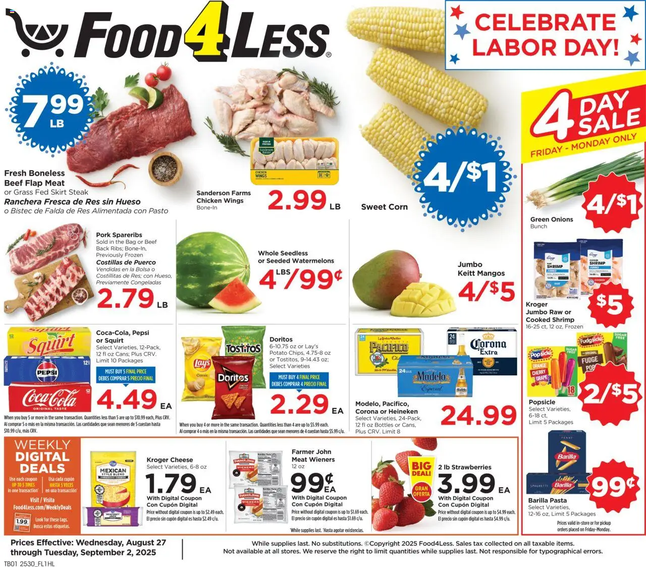 Food 4 Less Weekly Ad from 08/27/2025 - Flyer - Page number 1