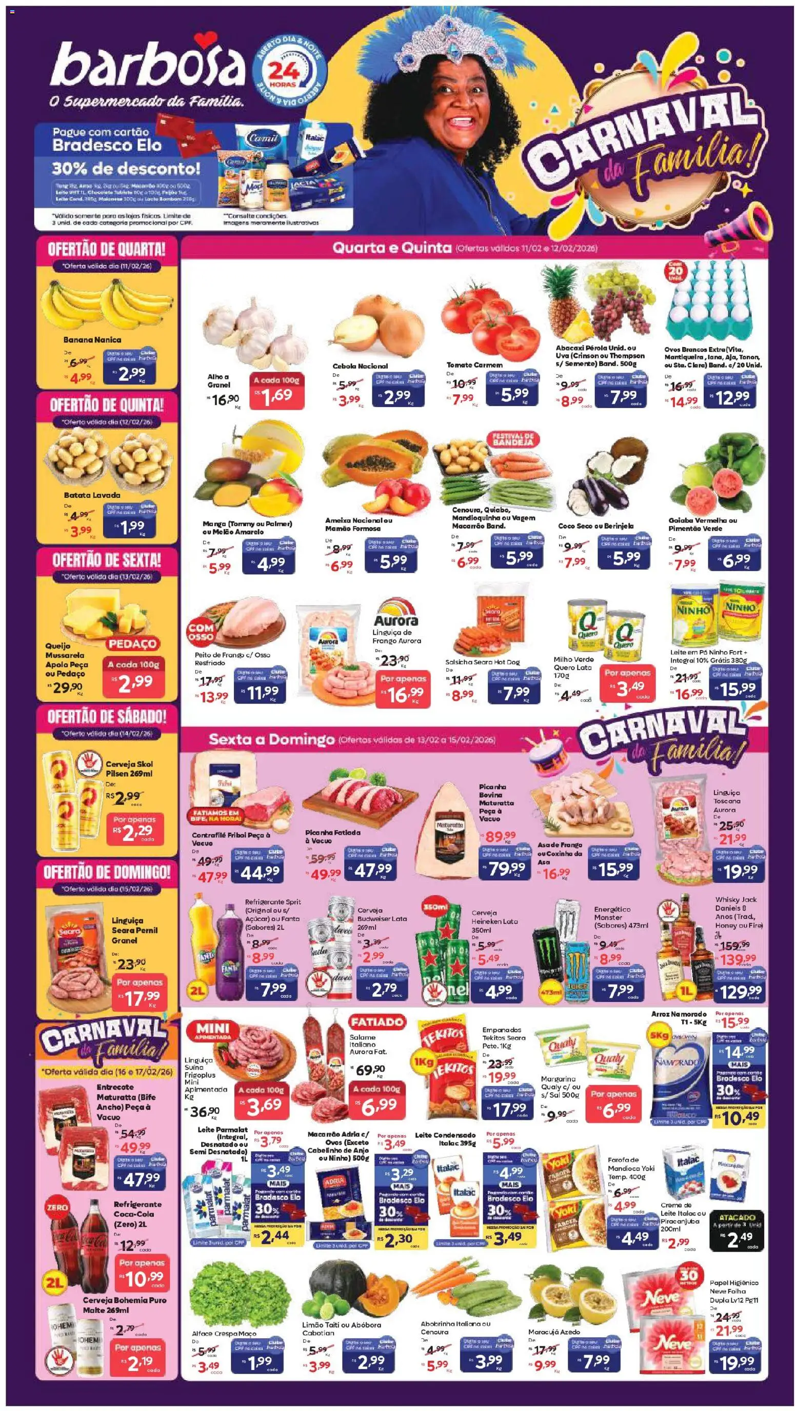 Pré-Visualização do folheto "Ofertas Rede e Interior" da loja Barbosa Supermercados válido a partir de 11/02/2026