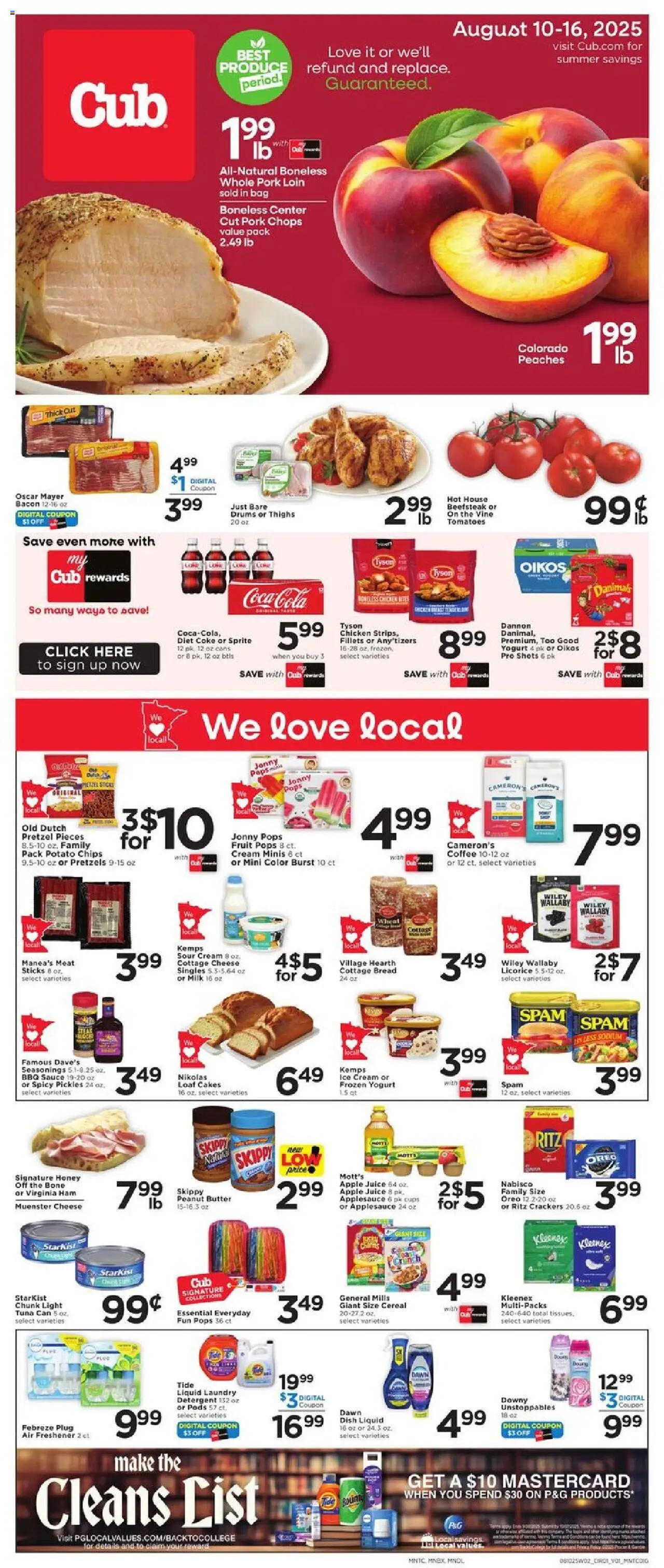 Cub Foods Weekly Savings - MN from 08/10/2025 - Flyer - Page number 1 - Fruit, Honey, Juice, Tomatoes, Pickles, Oreo, Sprite, Air freshener