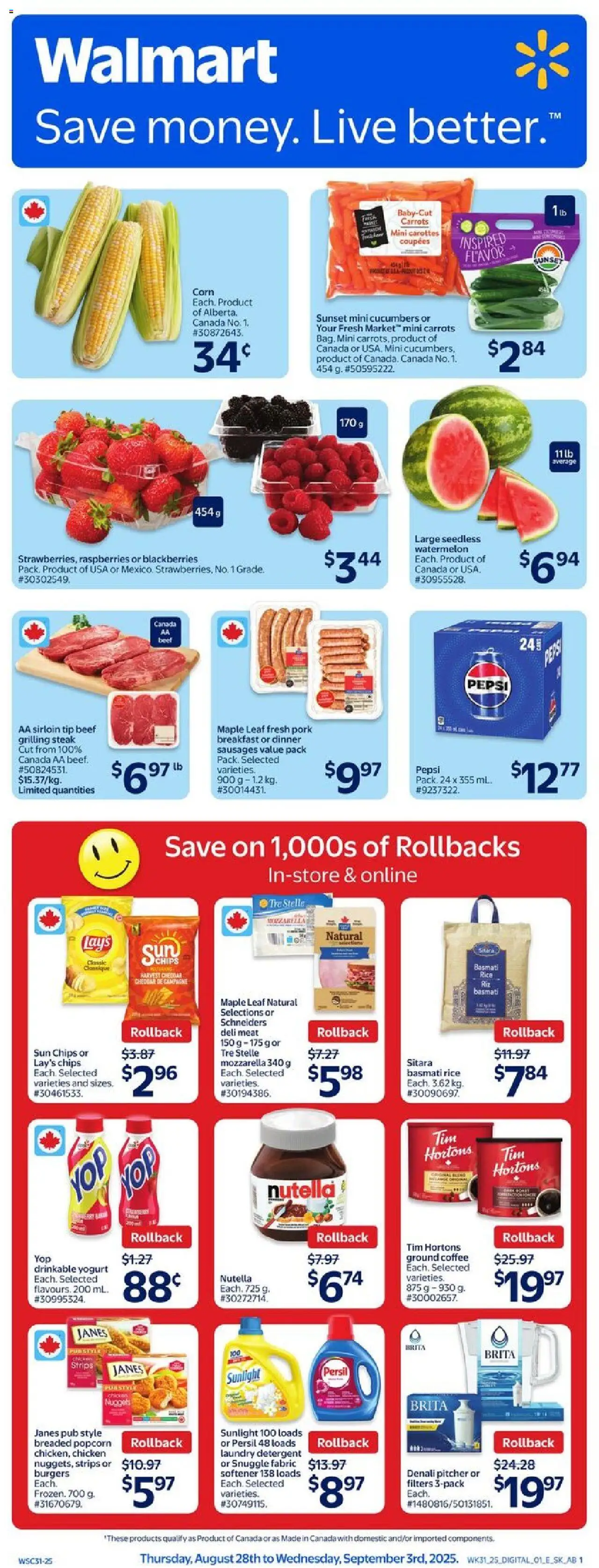 Walmart flyer valid from Aug 28, 2025 - page number 1