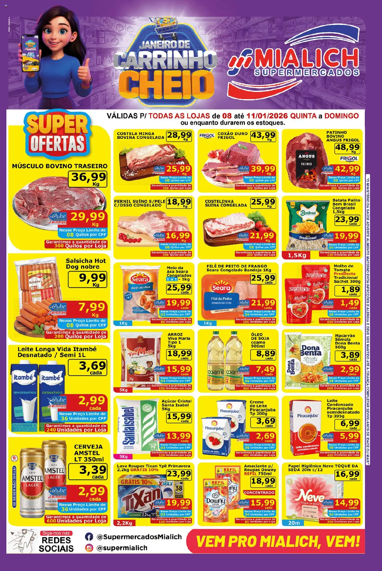 Pré-Visualização do folheto "Ofertas da semana" da loja Mialich Supermercados válido a partir de 08/01/2026