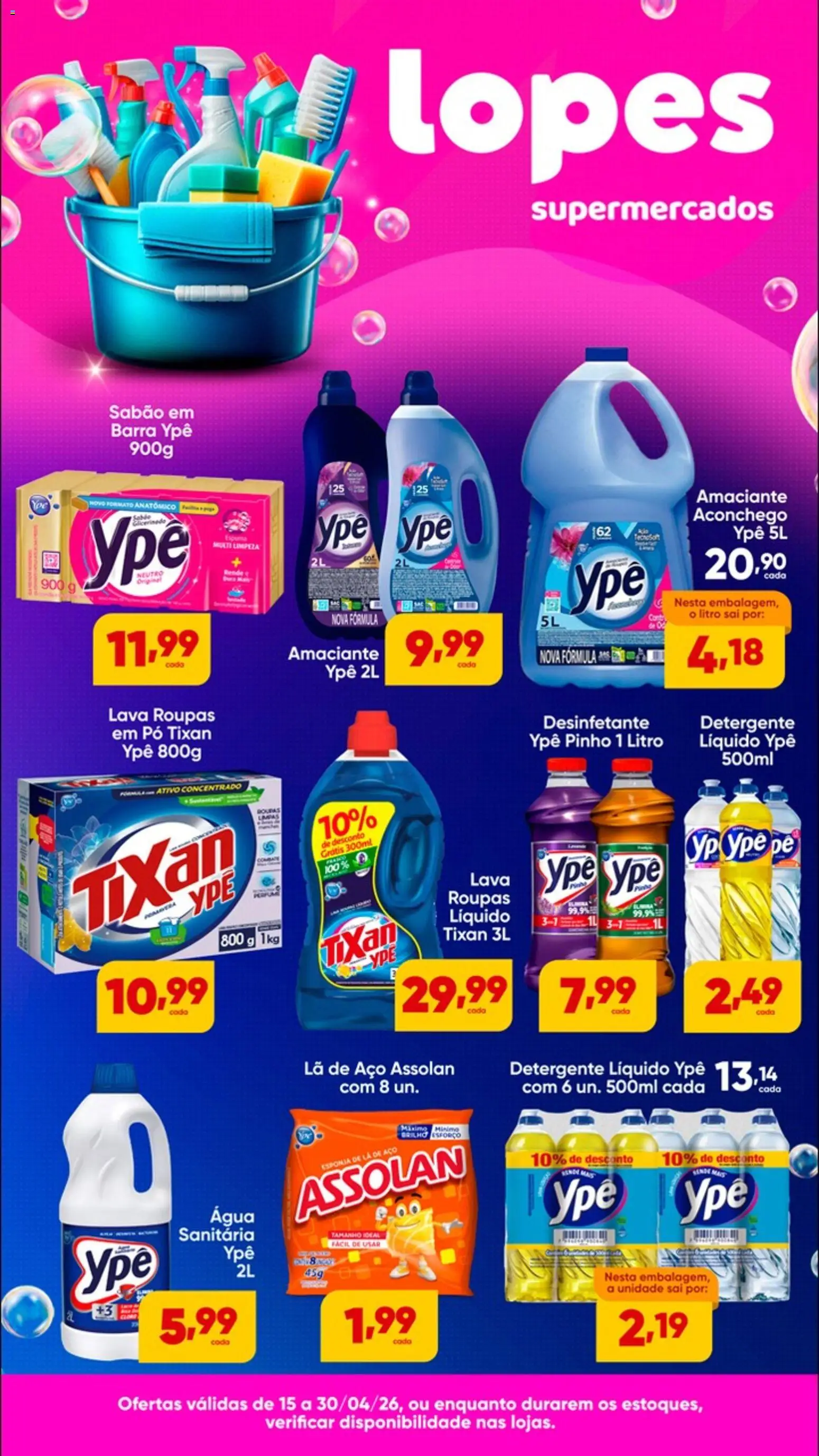 Pré-Visualização do folheto "Lopes Supermercados ofertas Ypê" da loja Lopes Supermercados válido a partir de 15/04/2026