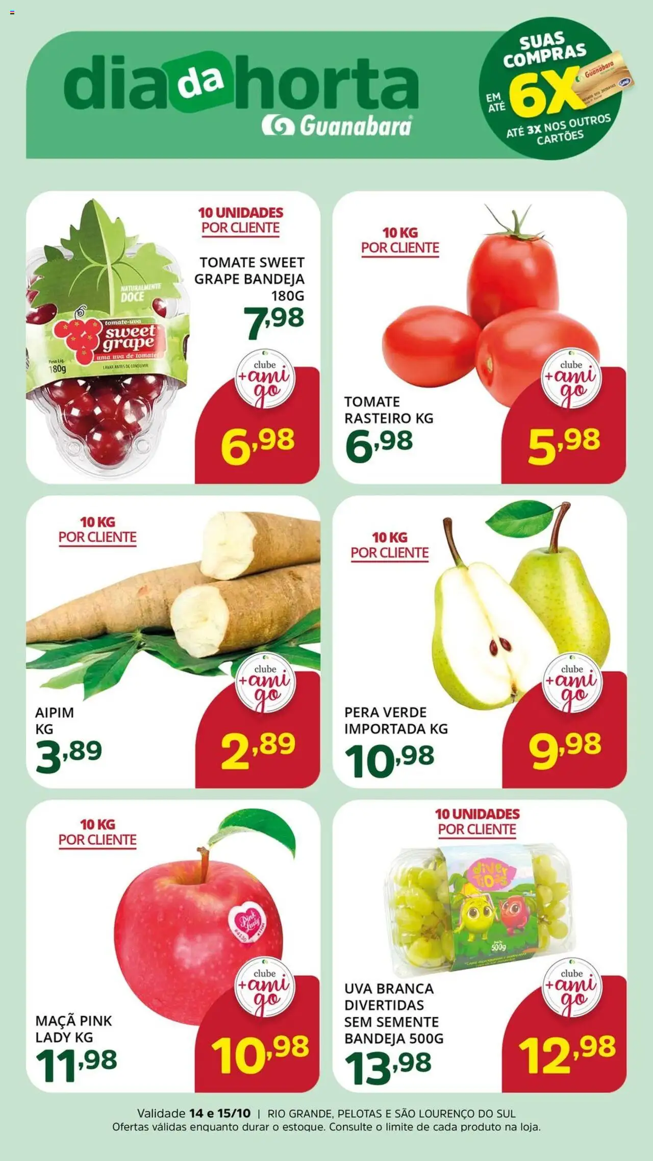 Supermercado Guanabara folheto "Ofertas da semana" válido a partir de 14/10/2025 - número de página 1 - Uva, Doce, Pera, Tomate, Aipim, Bandeja