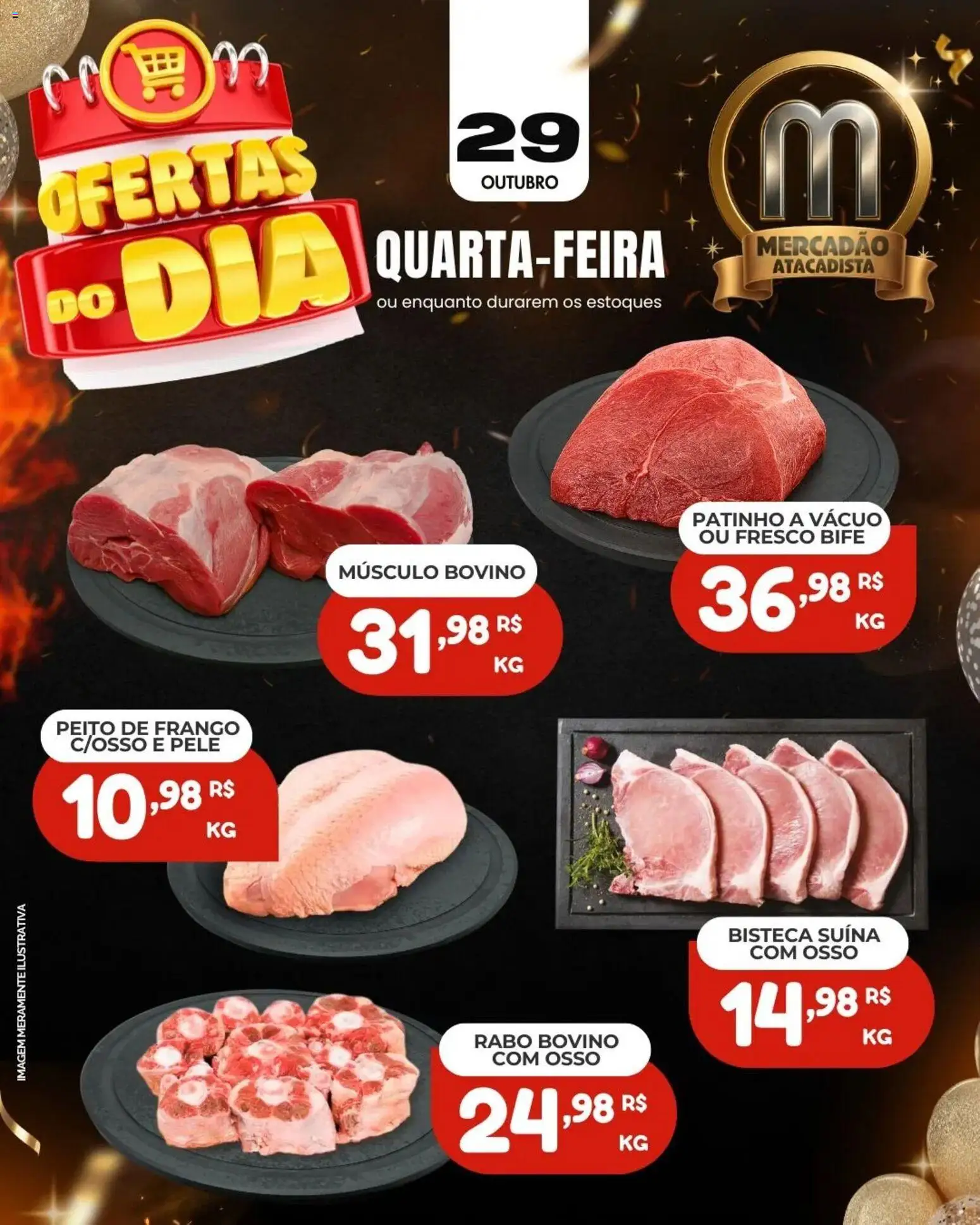 Pré-Visualização do folheto "Ofertas Carne" da loja Mercadão Atacadista válido a partir de 29/10/2025