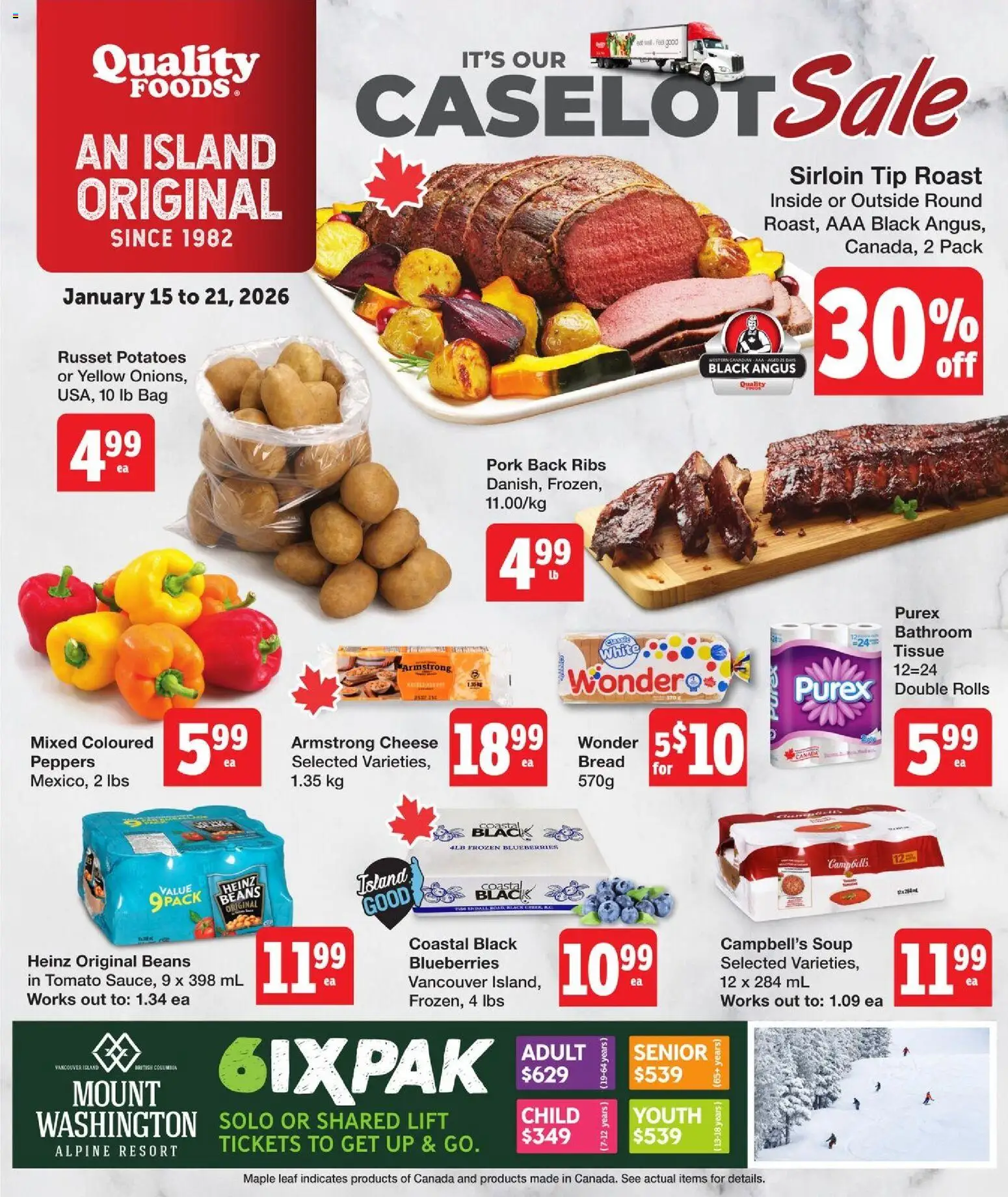 Preview of leaflet Weekly flyer / circulaire from shop Quality Foods is valid from Jan 15, 2026 - Bread, Blueberries, Bag, Tomato, Beans, Pork, Roast, Frozen blueberries