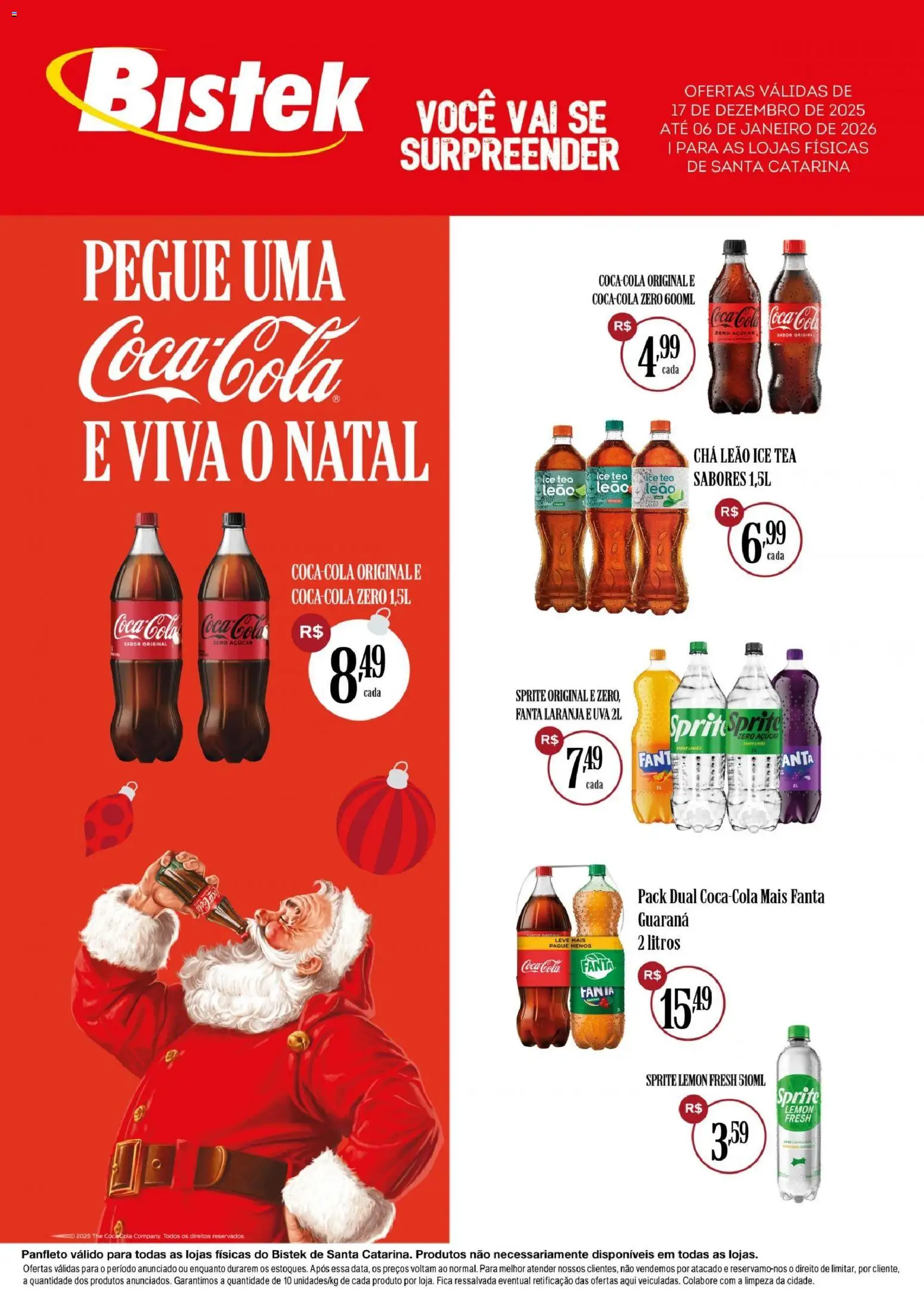Pré-Visualização do folheto "Ofertas Femsa " da loja Bistek Supermercados válido a partir de 17/12/2025 - Uva, Chá, Açúcar, Cola, Guaraná, Ice tea, Fanta