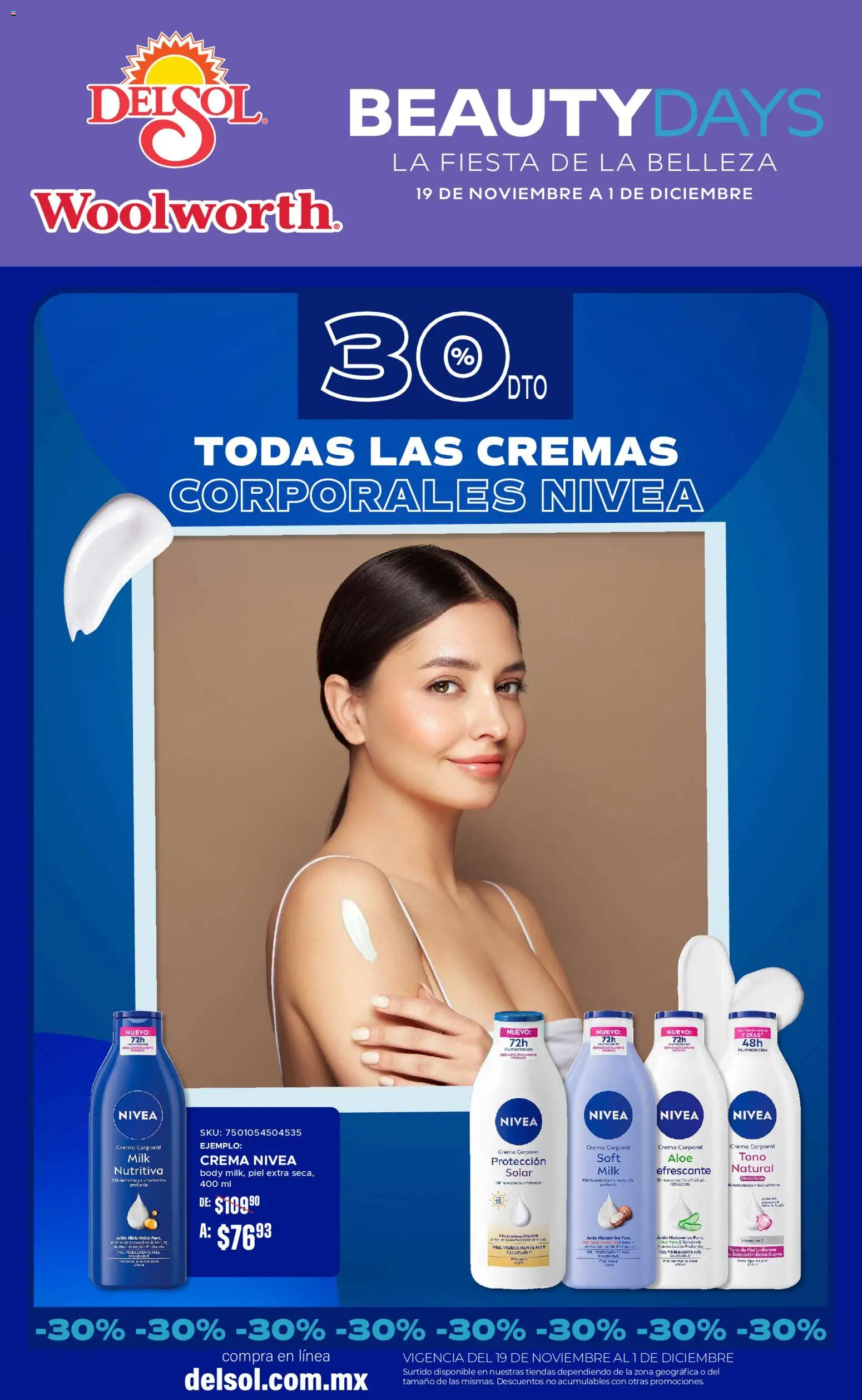 Vista previa las ofertas de la tienda Del Sol y Woolworth - Beauty Days desde el 19/11/2025 