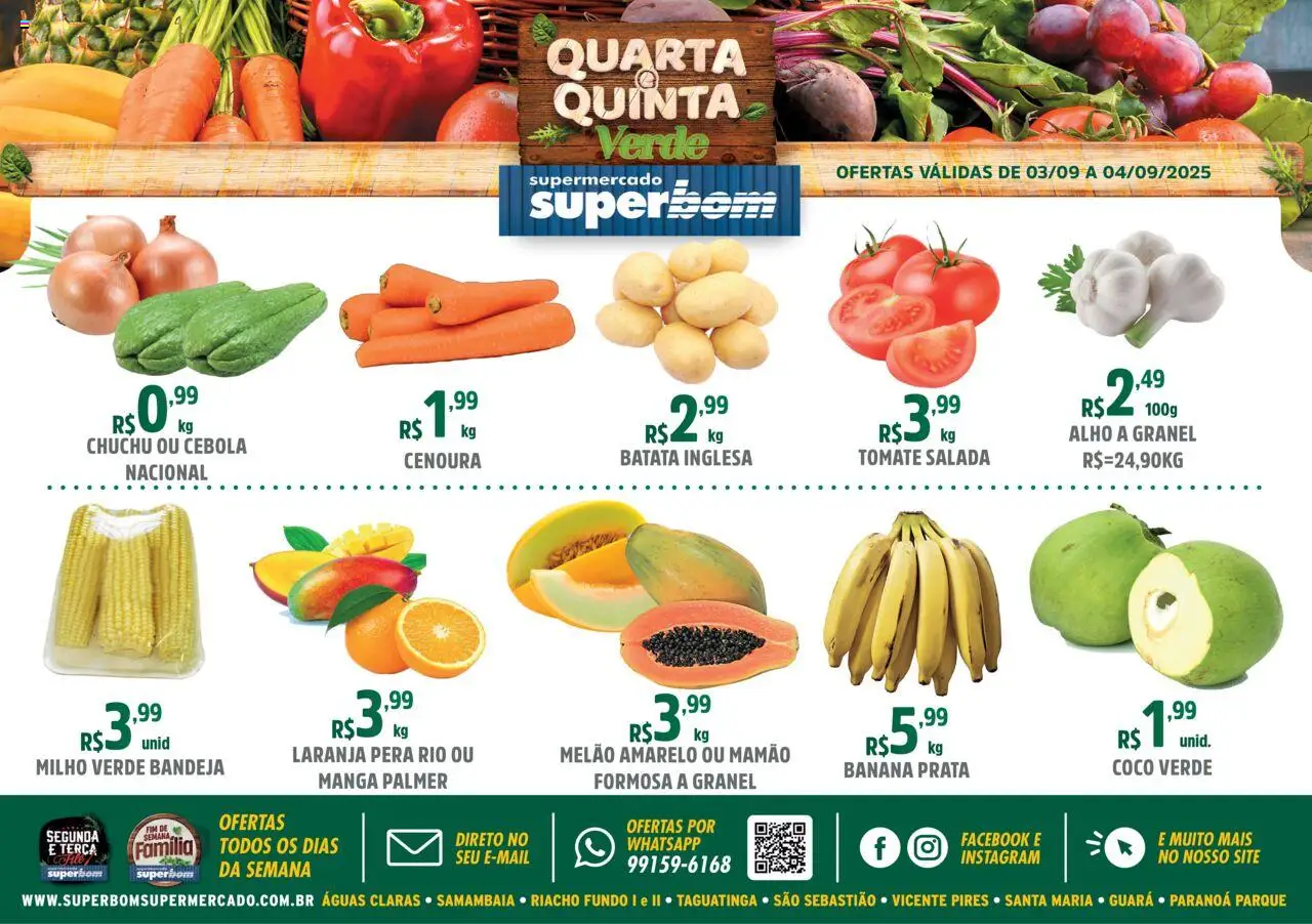 Superbom folheto "Ofertas da semana" válido a partir de 03/09/2025 - número de página 1 - Coco, Manga, Chuchu, Tomate, Milho, Salada, Alho, Melão amarelo
