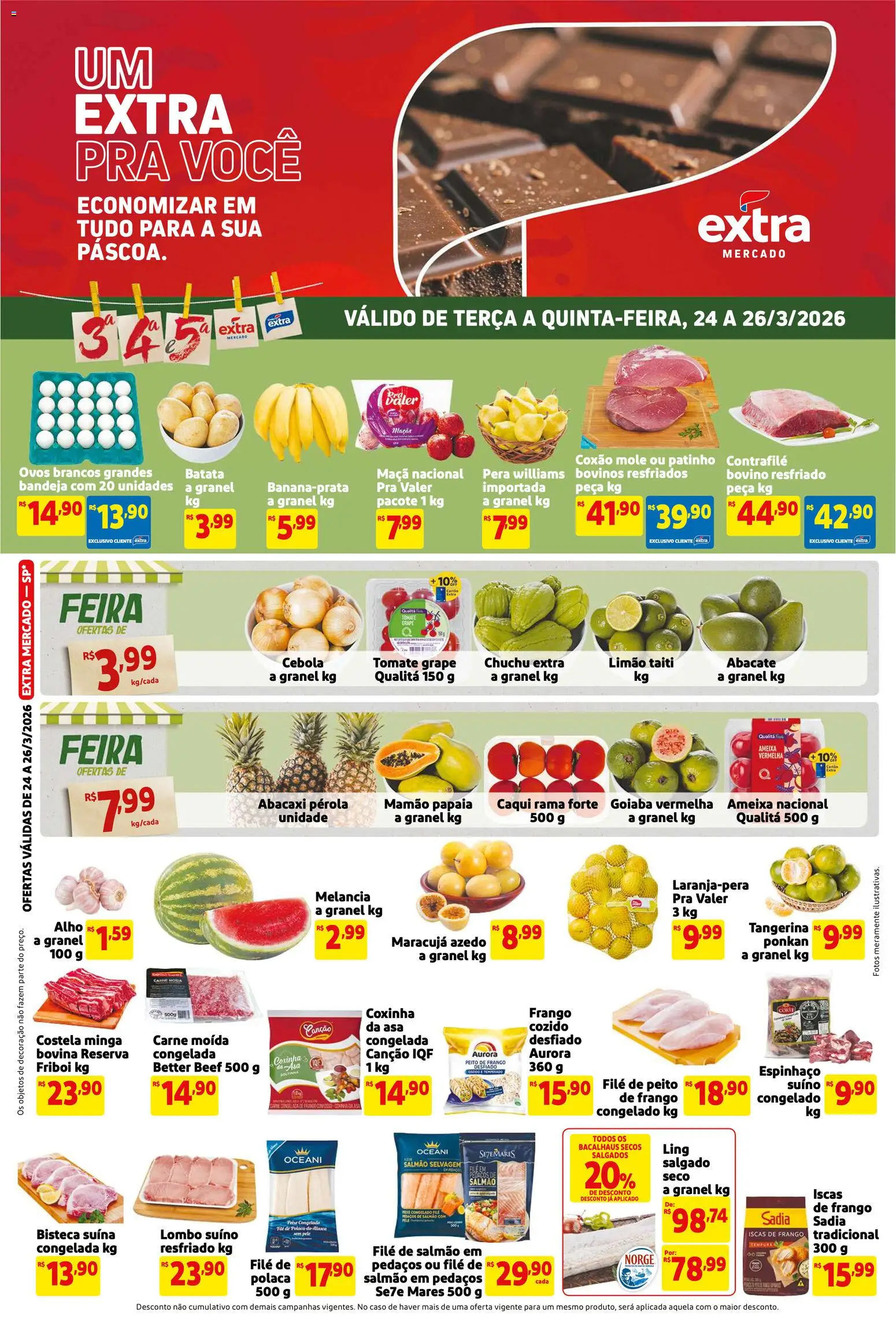 Pré-Visualização do folheto "Extra ofertas de Mercado Terça e Quinta" da loja Extra válido a partir de 24/03/2026