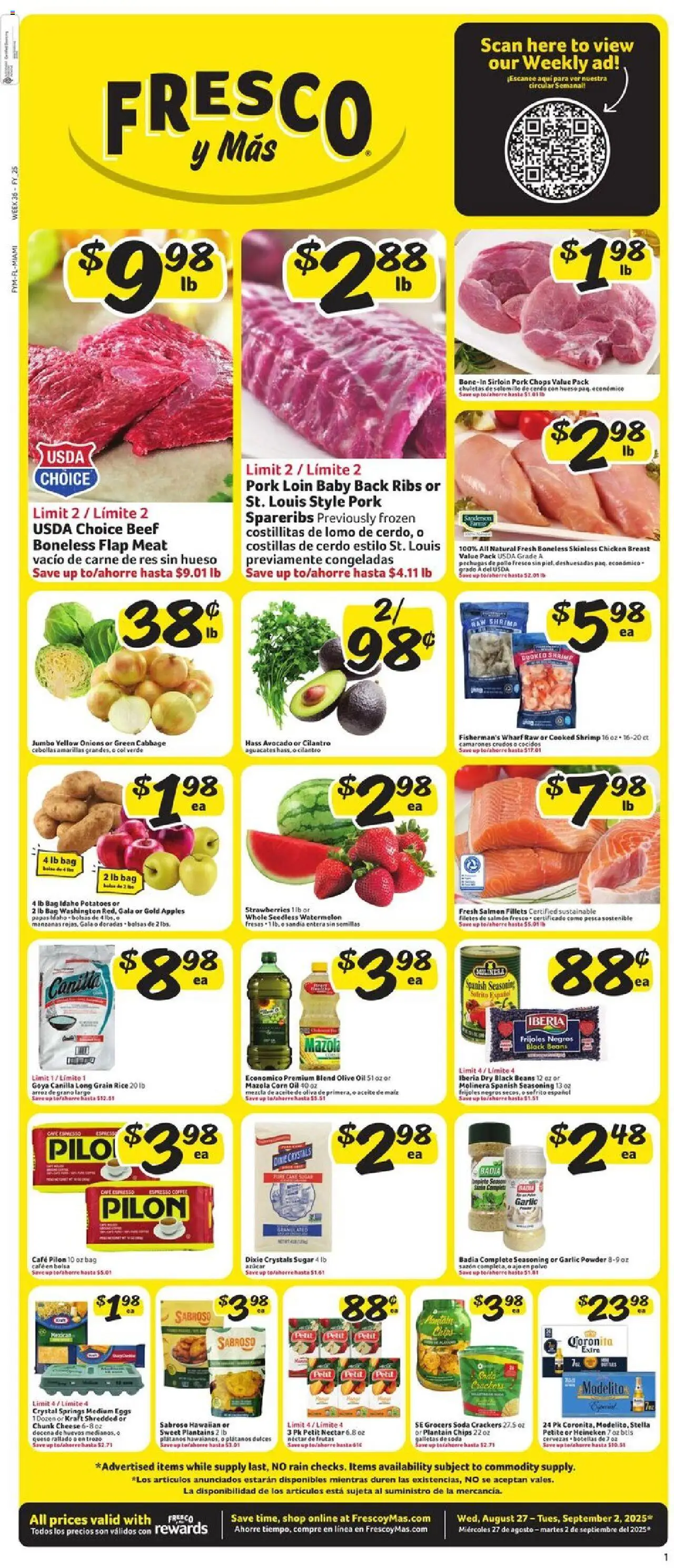 Fresco y Más Weekly Ad from 08/27/2025 - Flyer - Page number 1