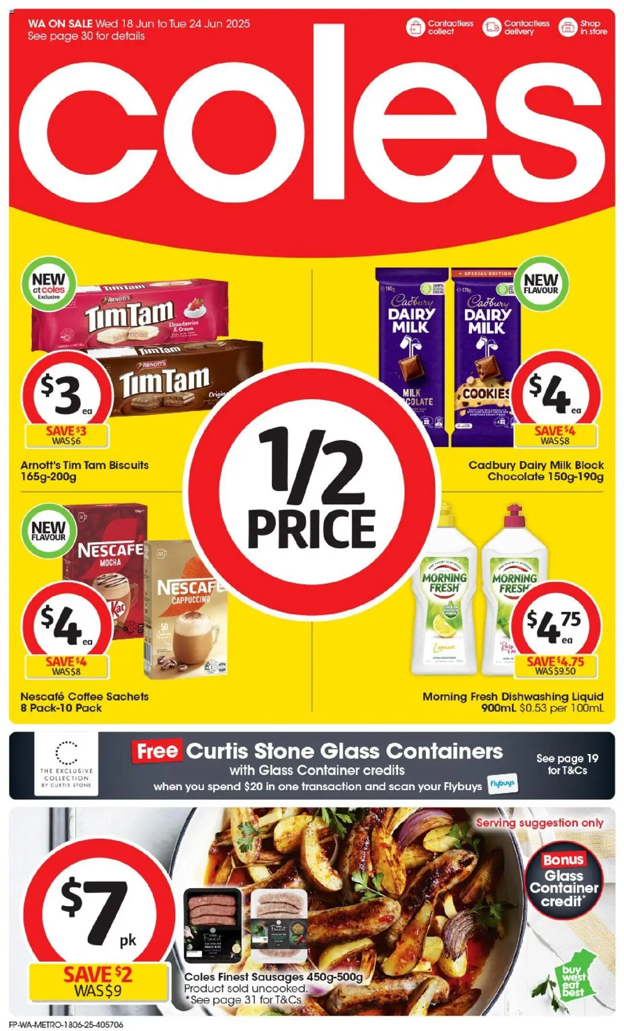 Coles catalogue valid from 18/06/2025 - page 1 - Milk, Coffee, Strawberries, Biscuits, Cappuccino, Lemon, Sausages, Cookies