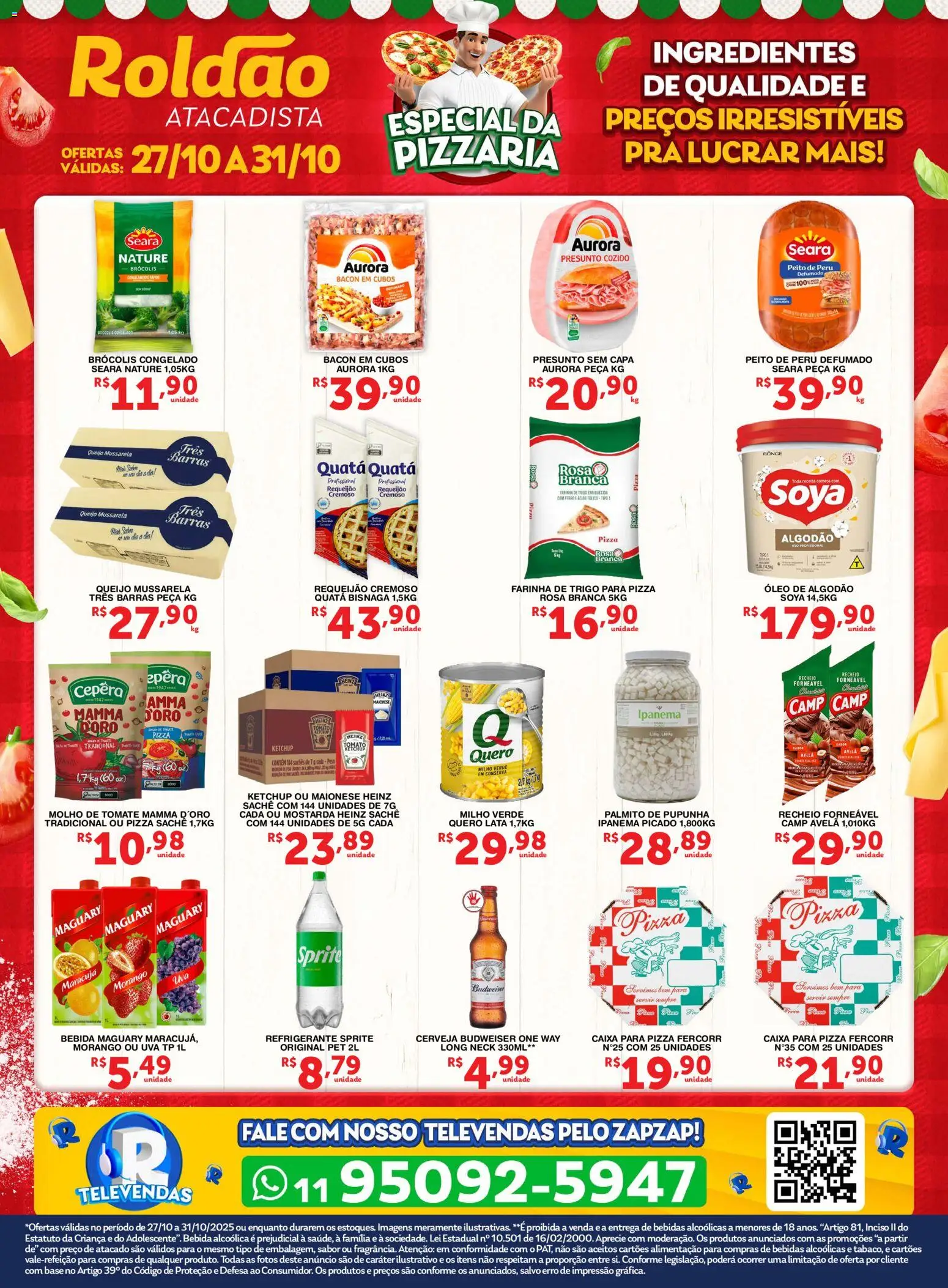 Roldão folheto "Ofertas Especial Pizzaria" válido a partir de 27/10/2025 - número de página 1