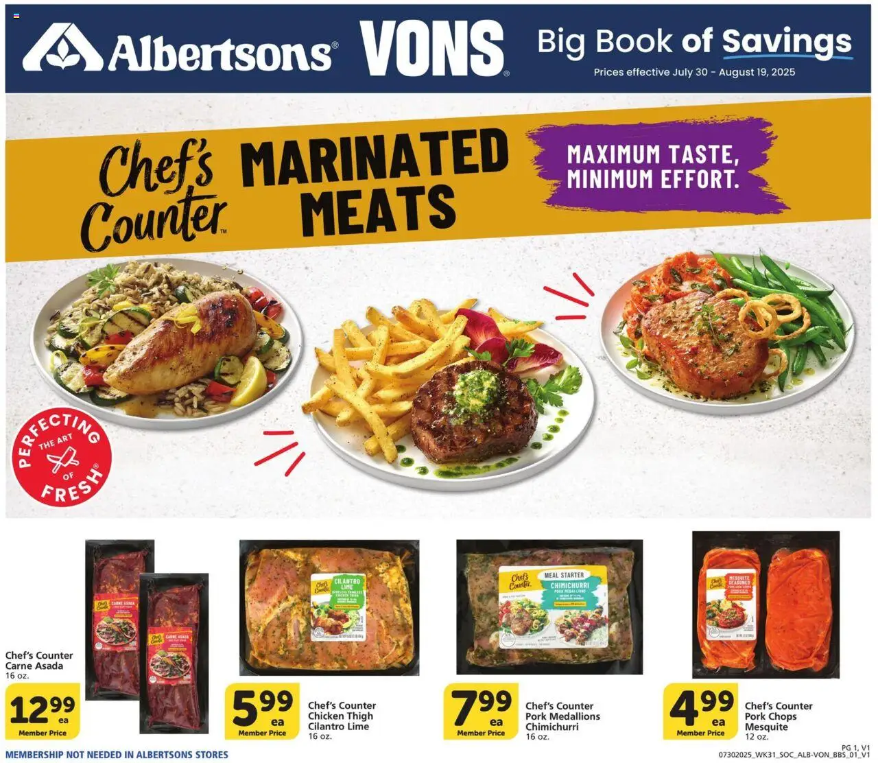 Vons Big Book of Savings from 07/30/2025 - Flyer - Page number 1 - Lime, Pork, Starter, Chicken