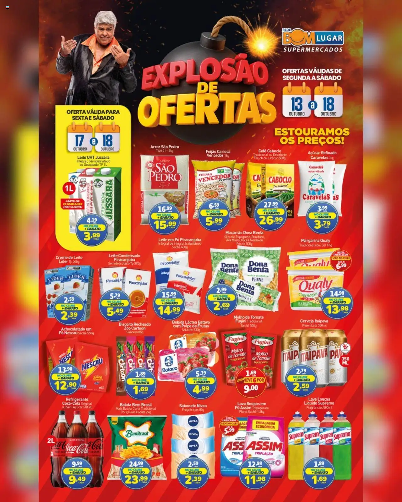 Rede Bom Lugar folheto "Ofertas da semana" válido a partir de 13/10/2025 - número de página 1 - Pá, Roupas, Sal, Bebida, Nescau, Creme, Pó, Molho de tomate