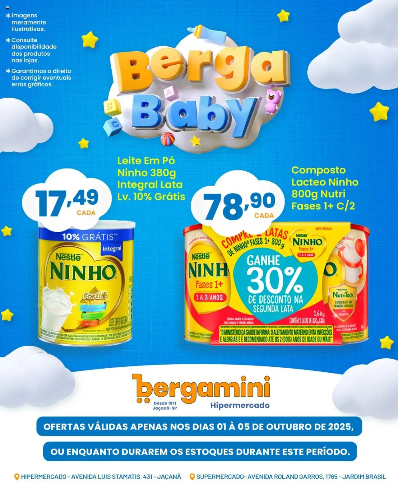 Supermercado Bergamini folheto "Ofertas Berga Baby" válido a partir de 01/10/2025 - número de página 1