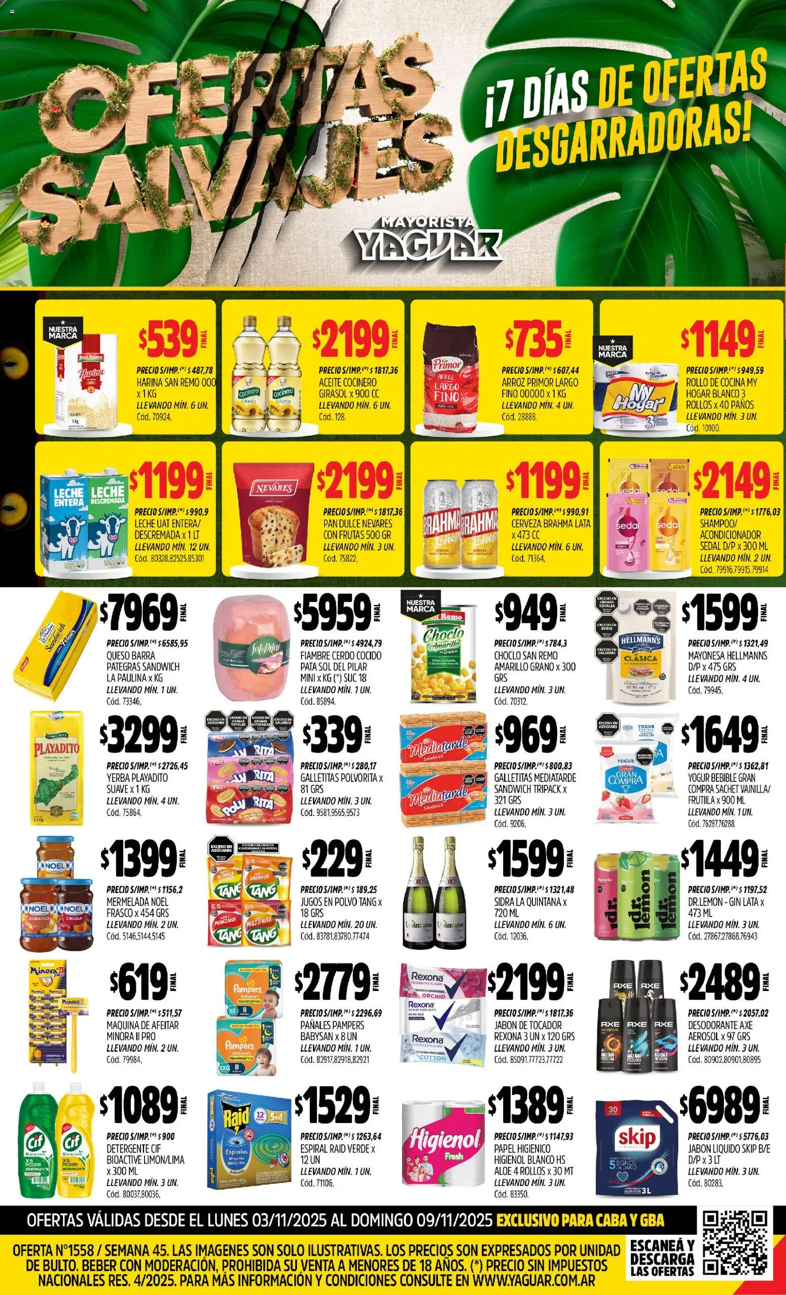 Vista previa del folleto de la tienda Yaguar válido desde el 03/11/2025 - Manzana, Queso, Harina, Pomelo, Papel higiénico, Sidra, Dulce, Frasco