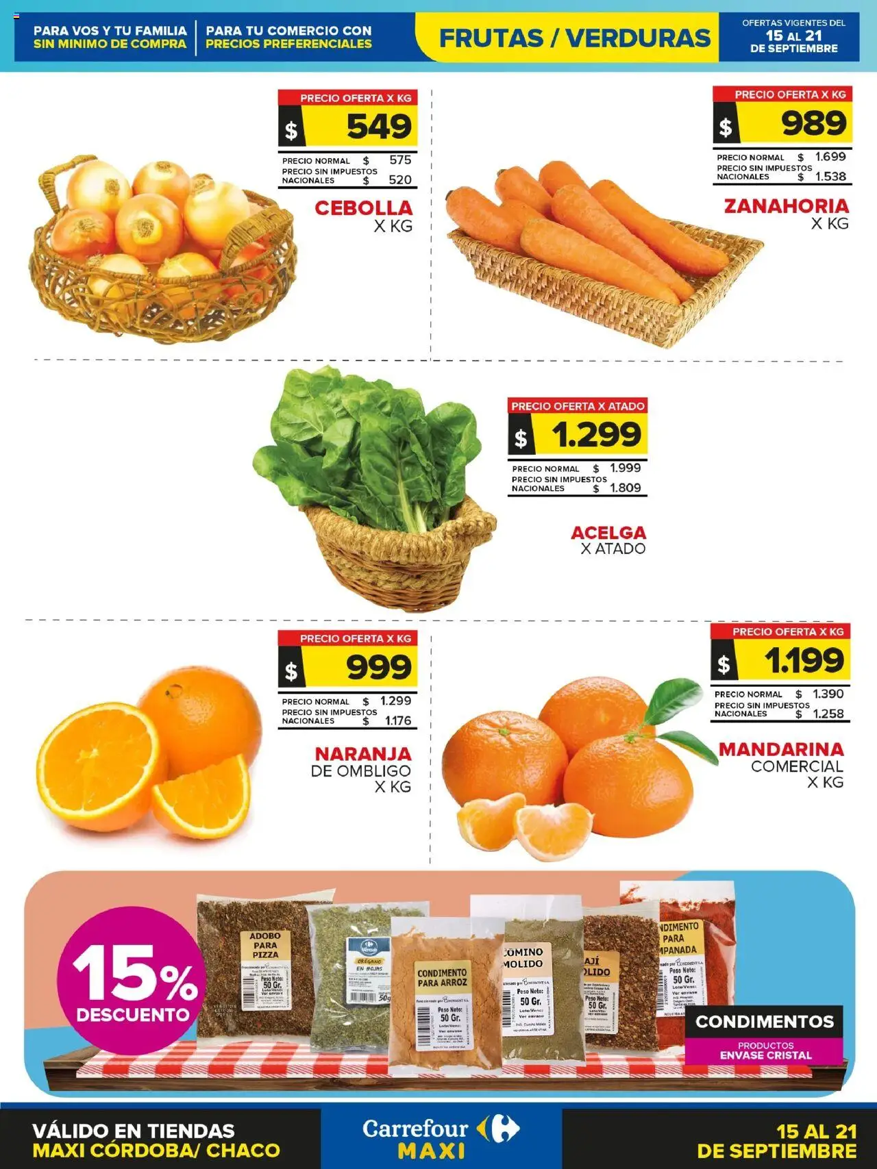 Carrefour Maxi Frutas y Verduras | Córdoba del 15/09/2025 Online